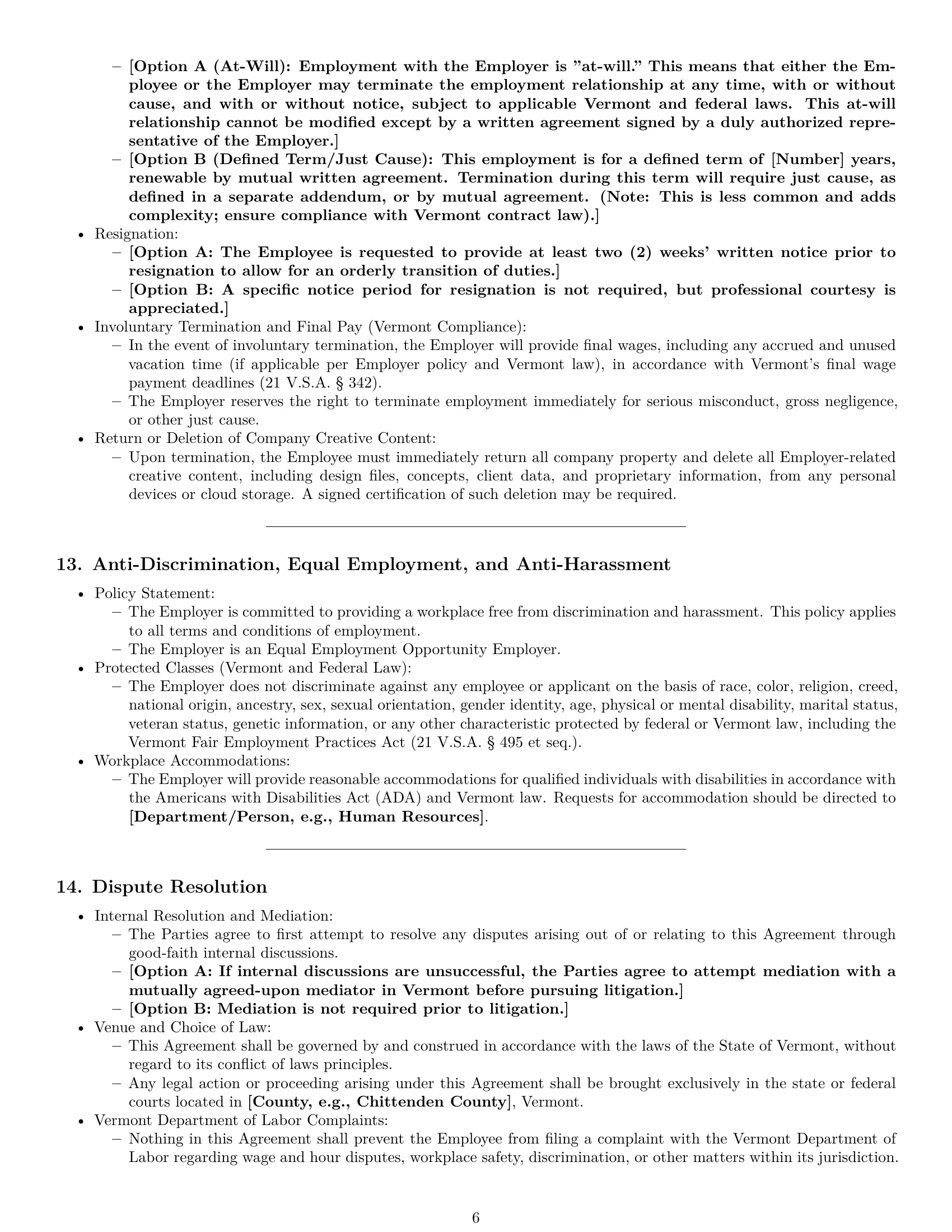 Preview page 6 of Pro Vermont graphic designer employment contract template