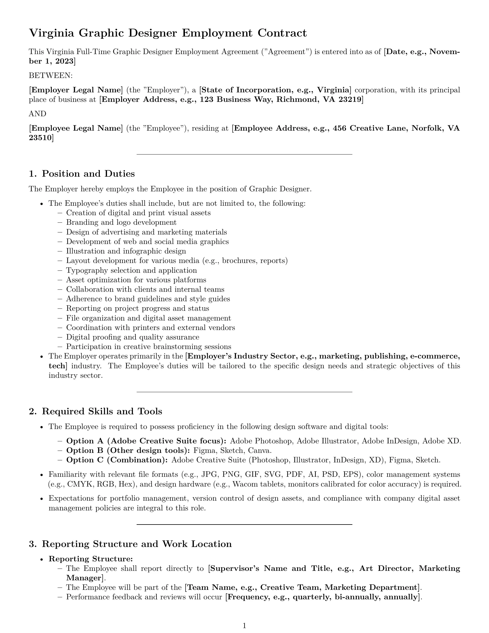 Preview page 1 of Pro Virginia graphic designer employment contract template