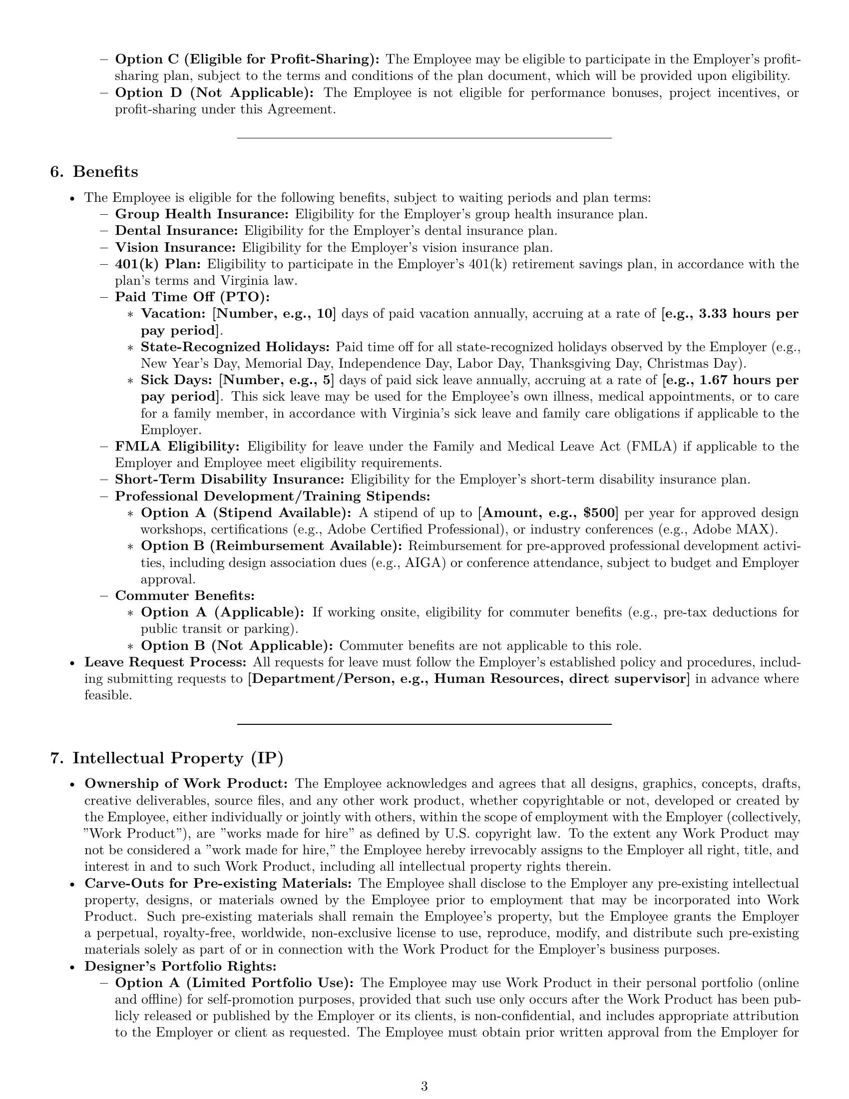 Preview page 3 of Pro Virginia graphic designer employment contract template