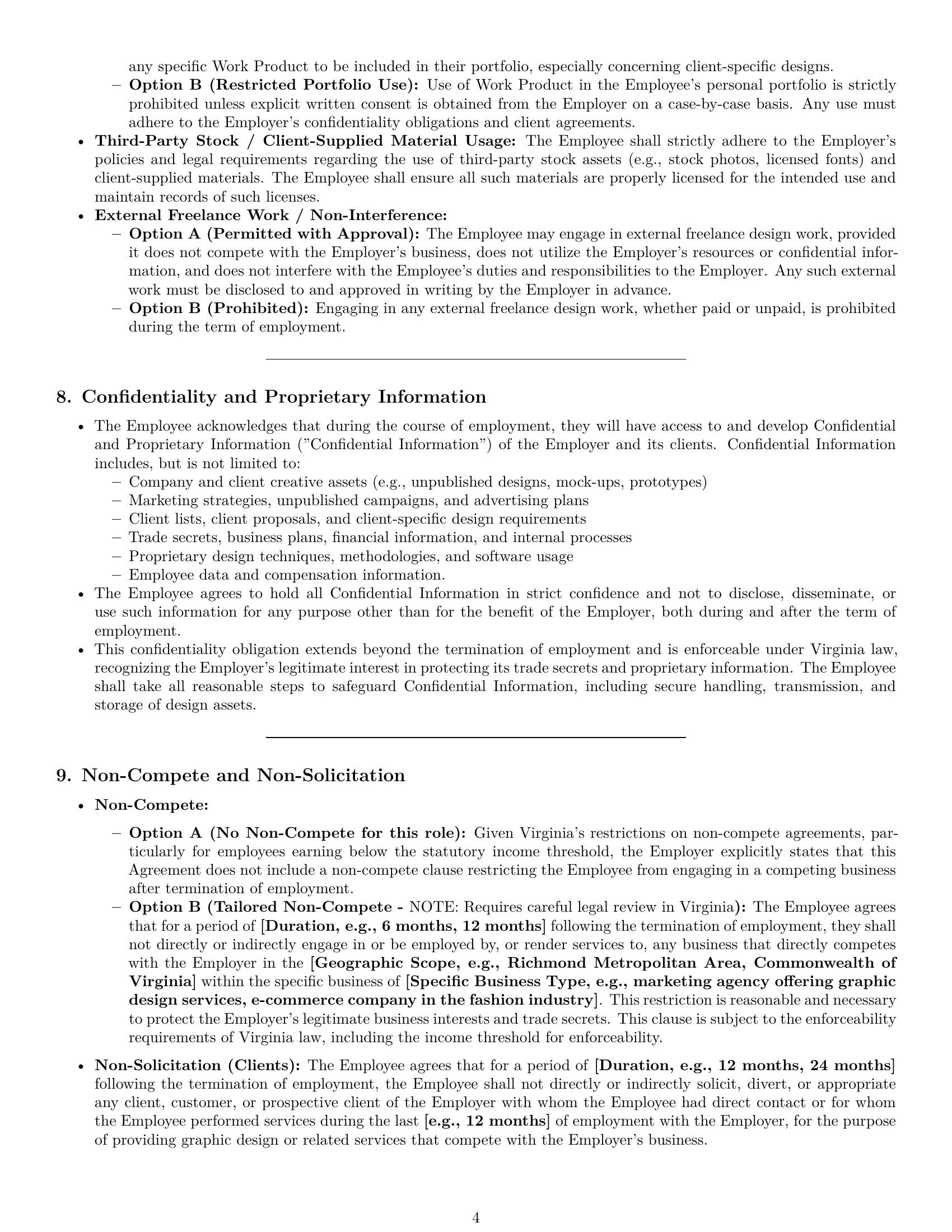 Preview page 4 of Pro Virginia graphic designer employment contract template