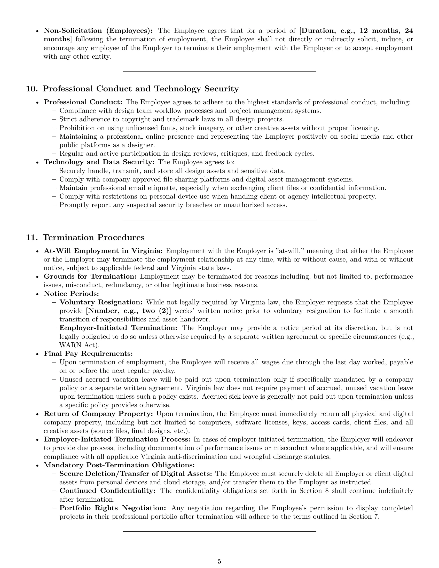 Preview page 5 of Pro Virginia graphic designer employment contract template