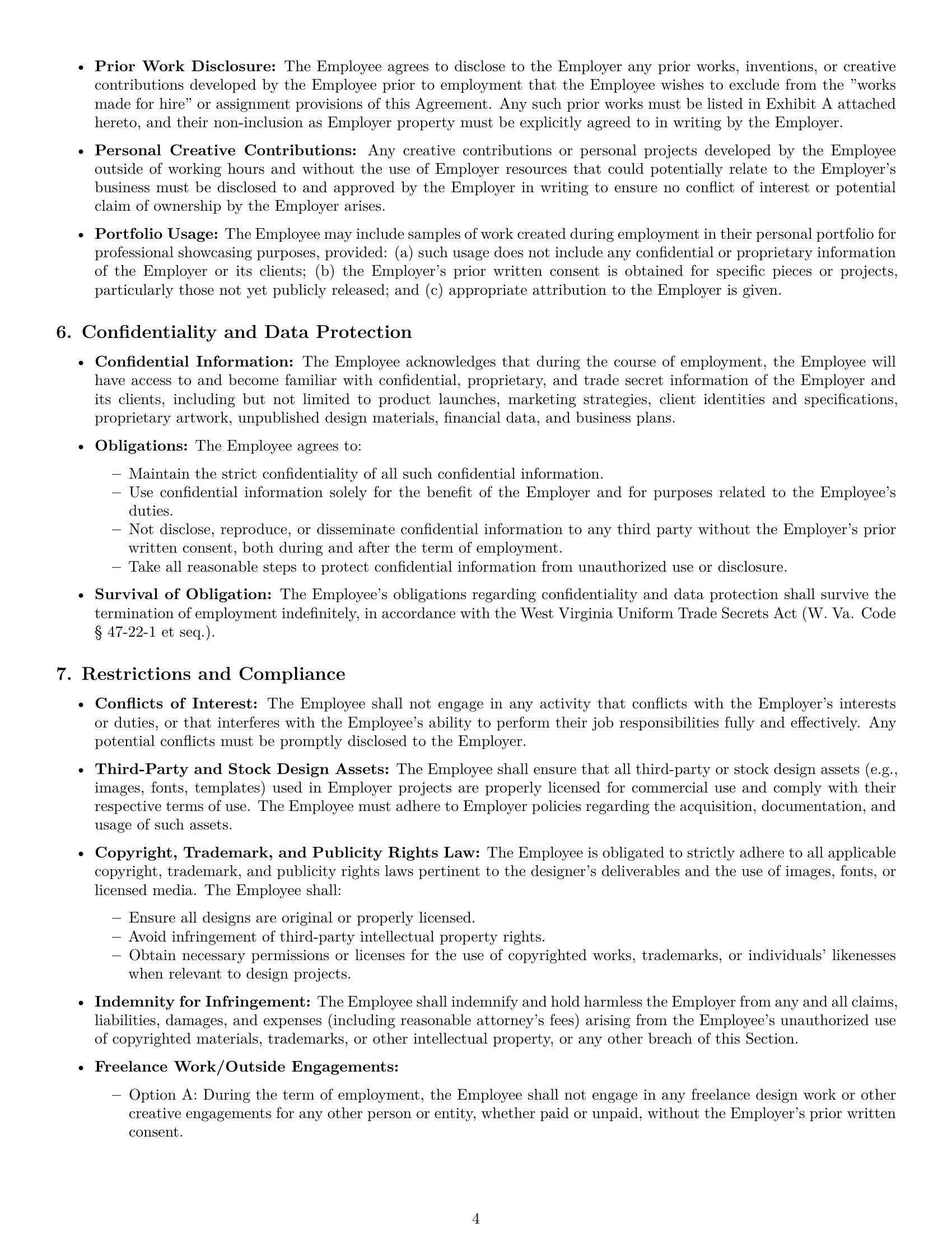 Preview page 4 of Pro West Virginia graphic designer employment contract template