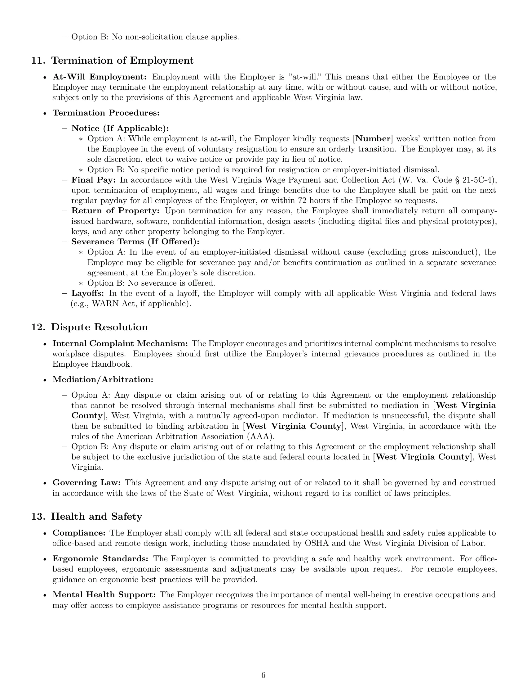 Preview page 6 of Pro West Virginia graphic designer employment contract template