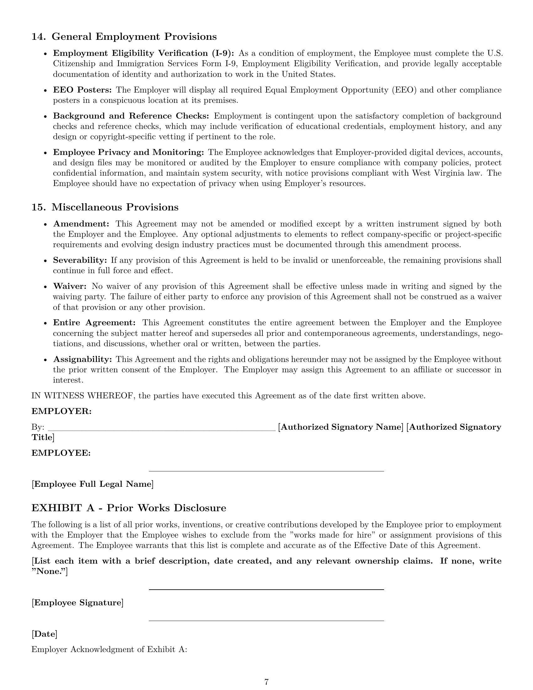 Preview page 7 of Pro West Virginia graphic designer employment contract template