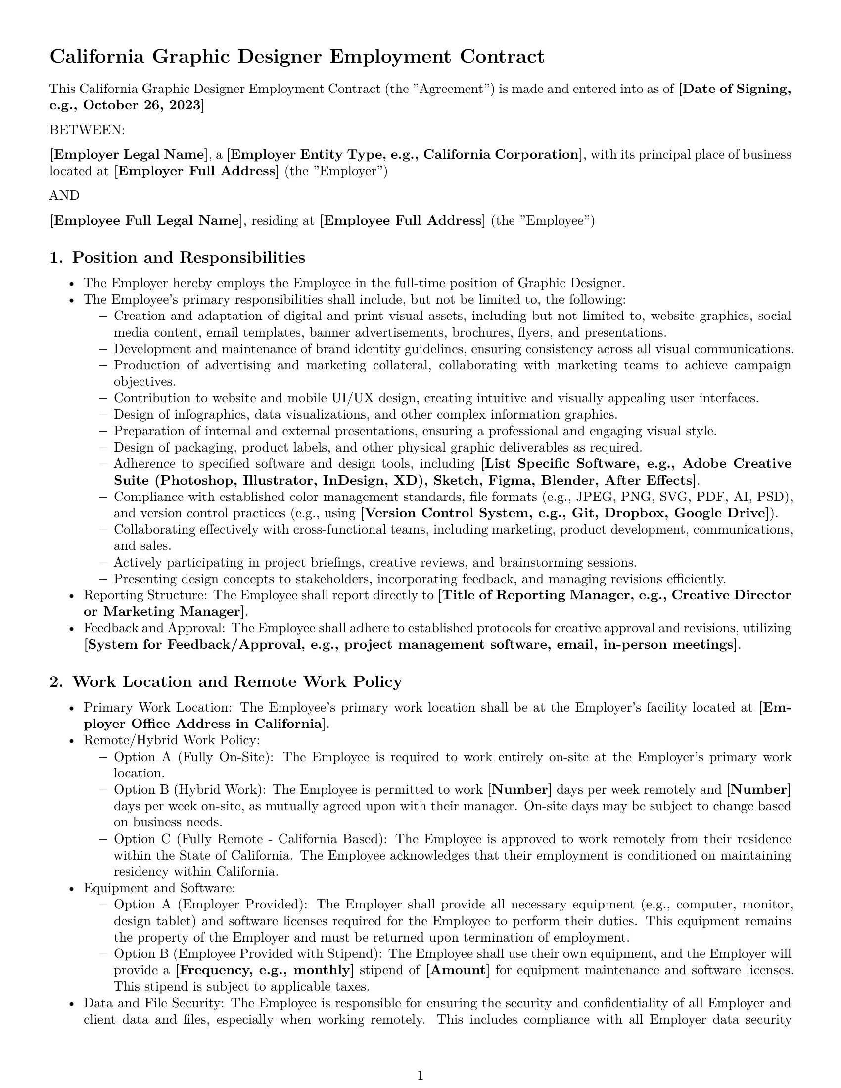 Preview page 1 of Pro California graphic designer employment contract template