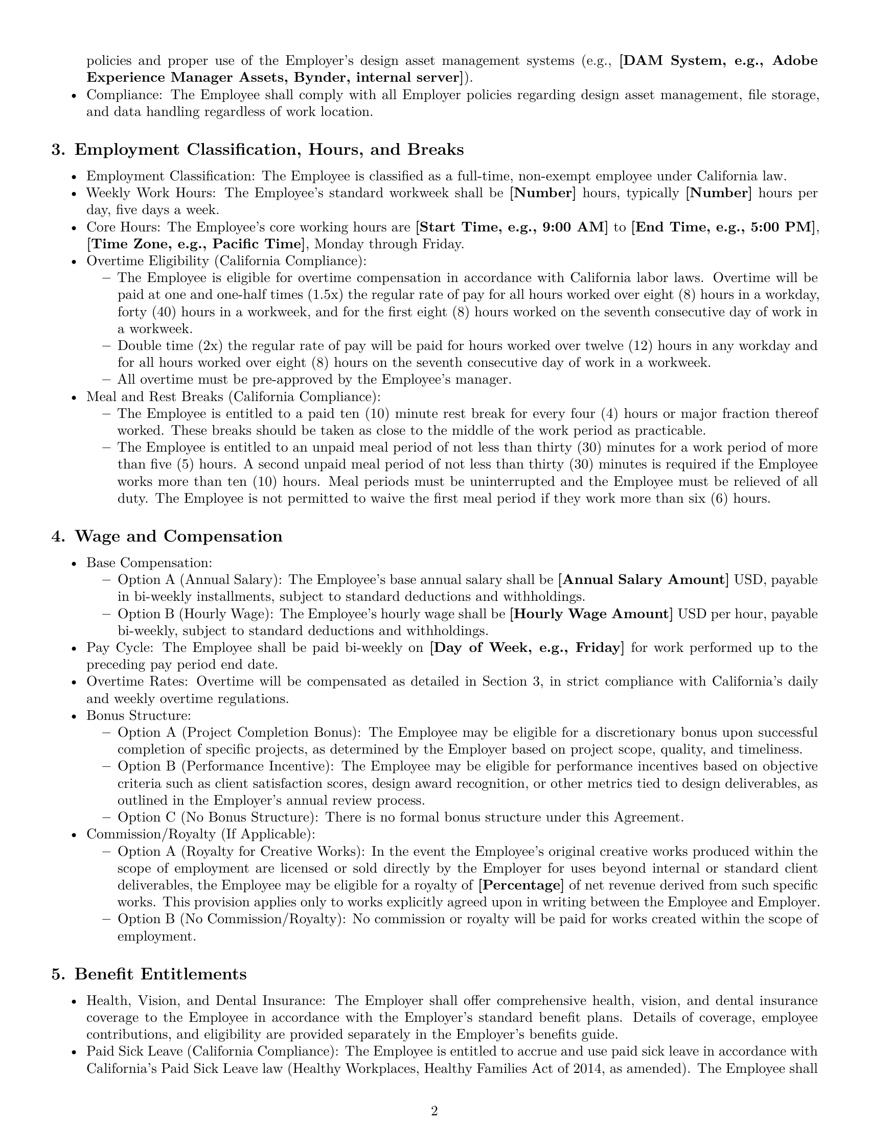 Preview page 2 of Pro California graphic designer employment contract template