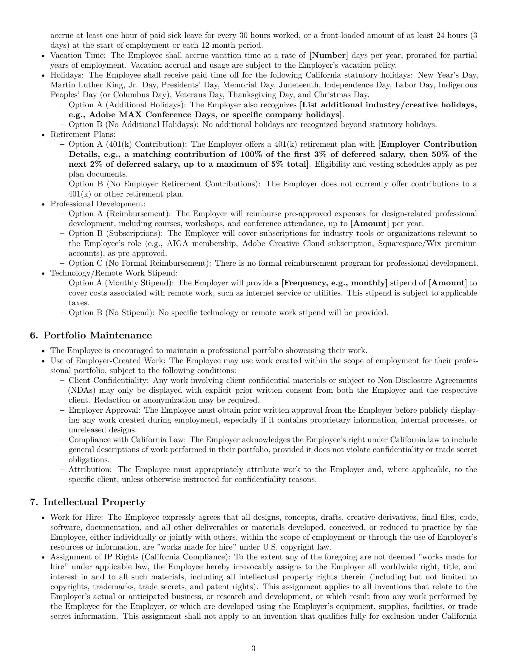 Preview page 3 of Pro California graphic designer employment contract template