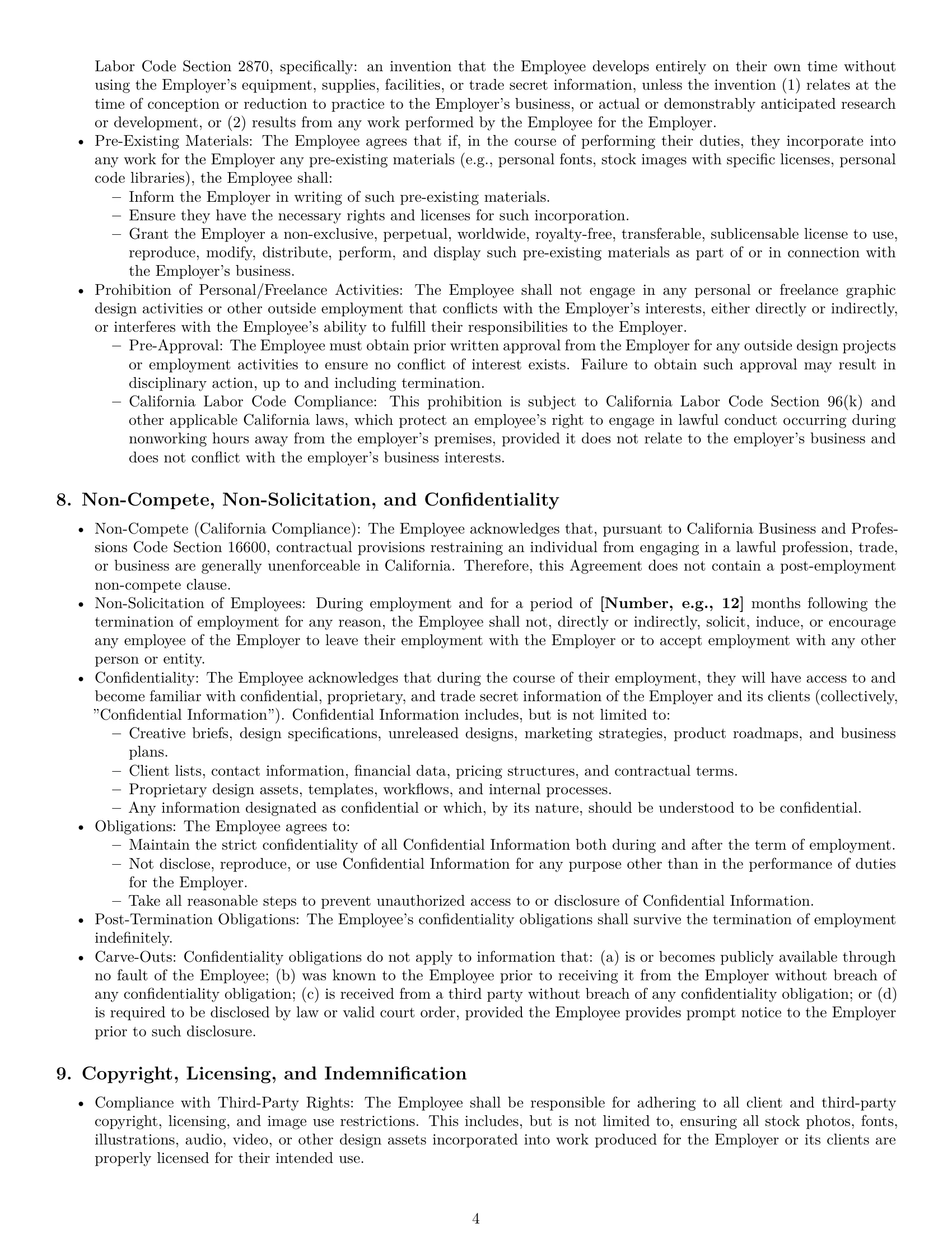 Preview page 4 of Pro California graphic designer employment contract template