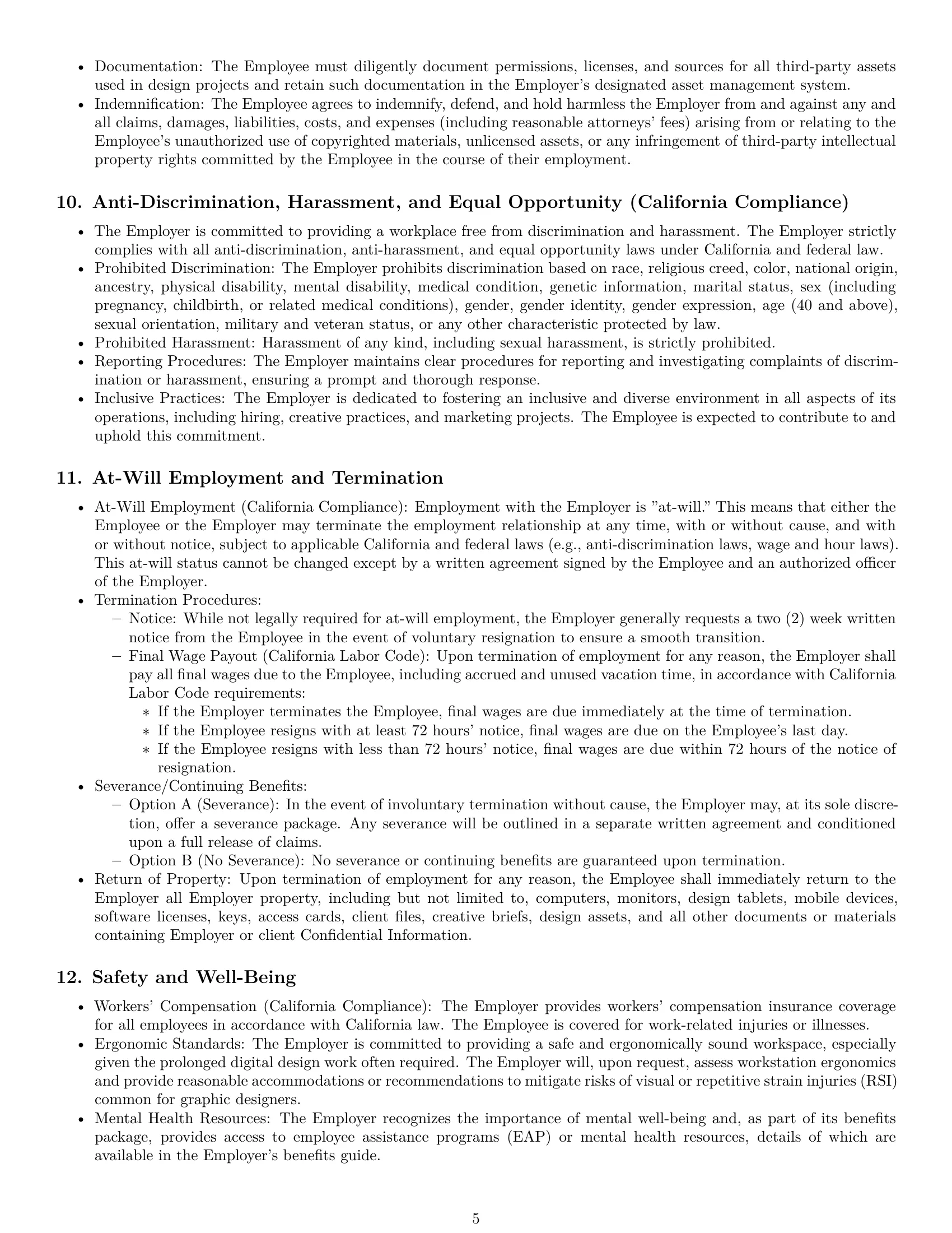 Preview page 5 of Pro California graphic designer employment contract template