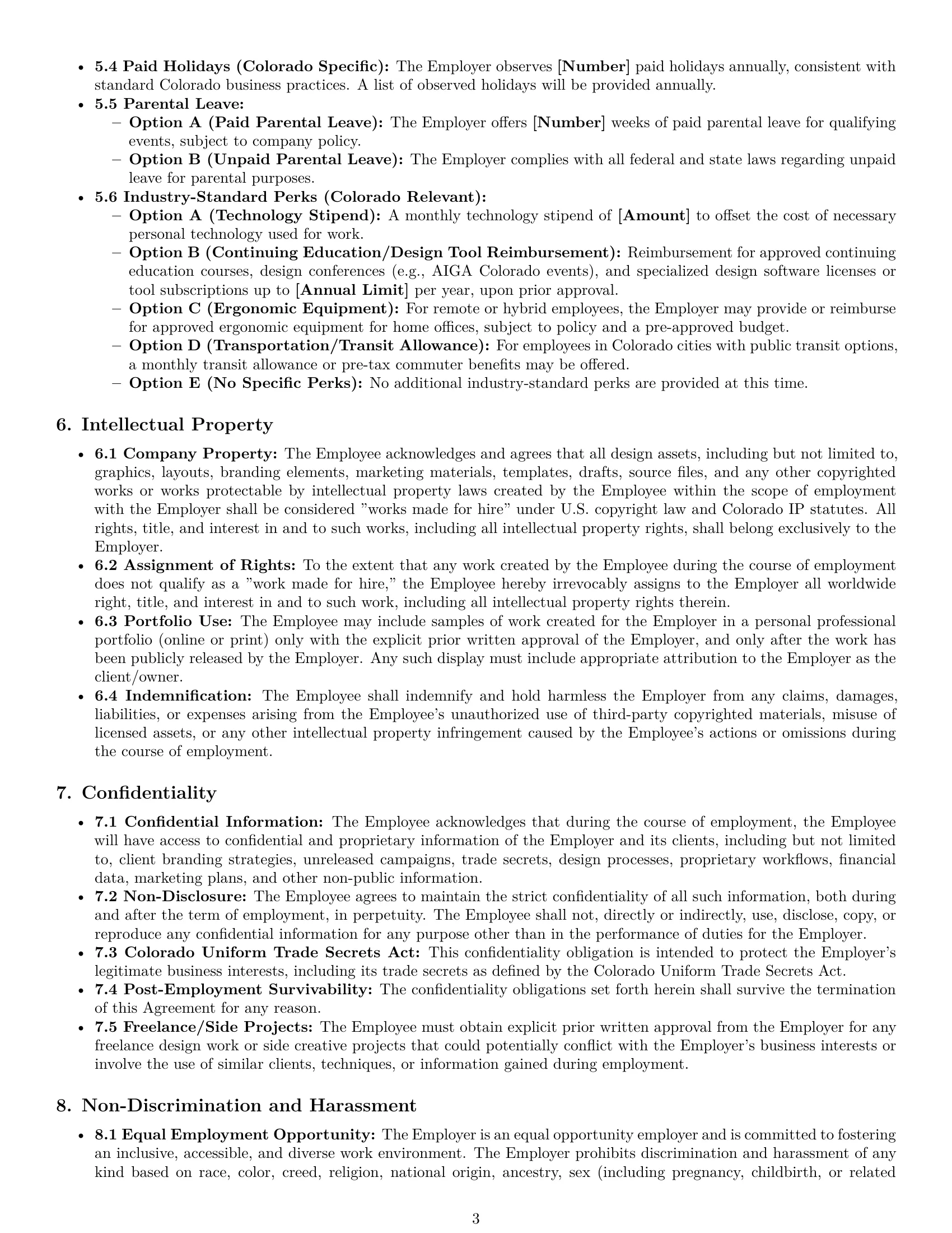 Preview page 3 of Pro Colorado graphic designer employment contract template