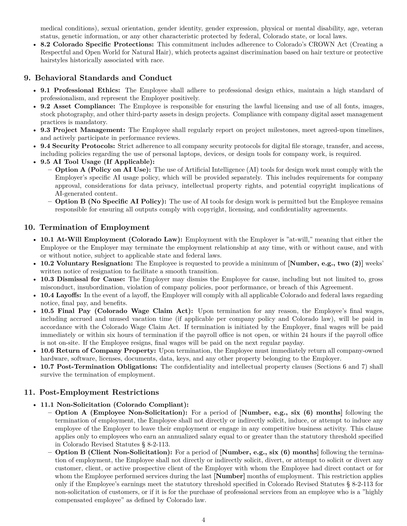 Preview page 4 of Pro Colorado graphic designer employment contract template