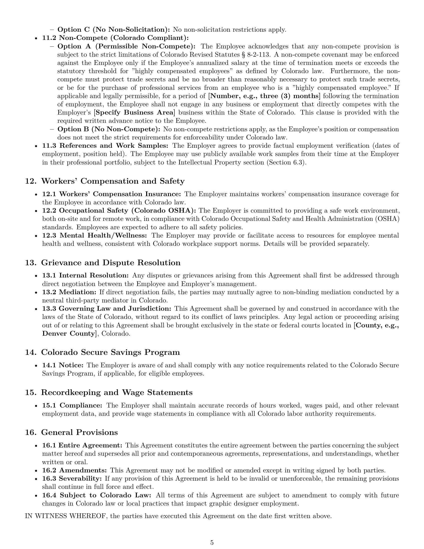 Preview page 5 of Pro Colorado graphic designer employment contract template