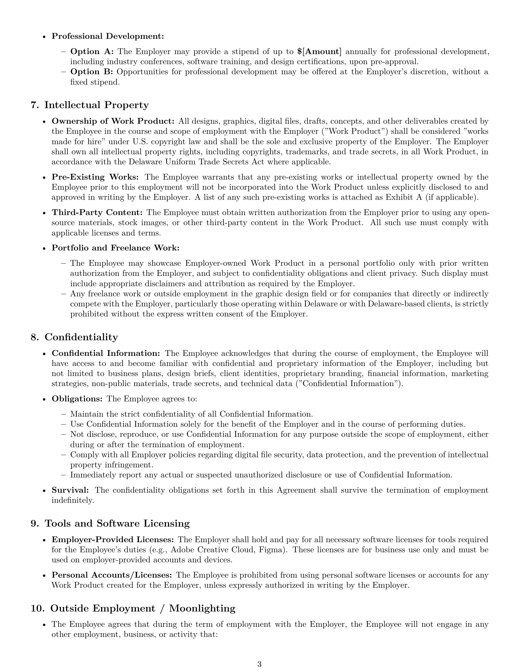 Preview page 3 of Pro Delaware graphic designer employment contract template