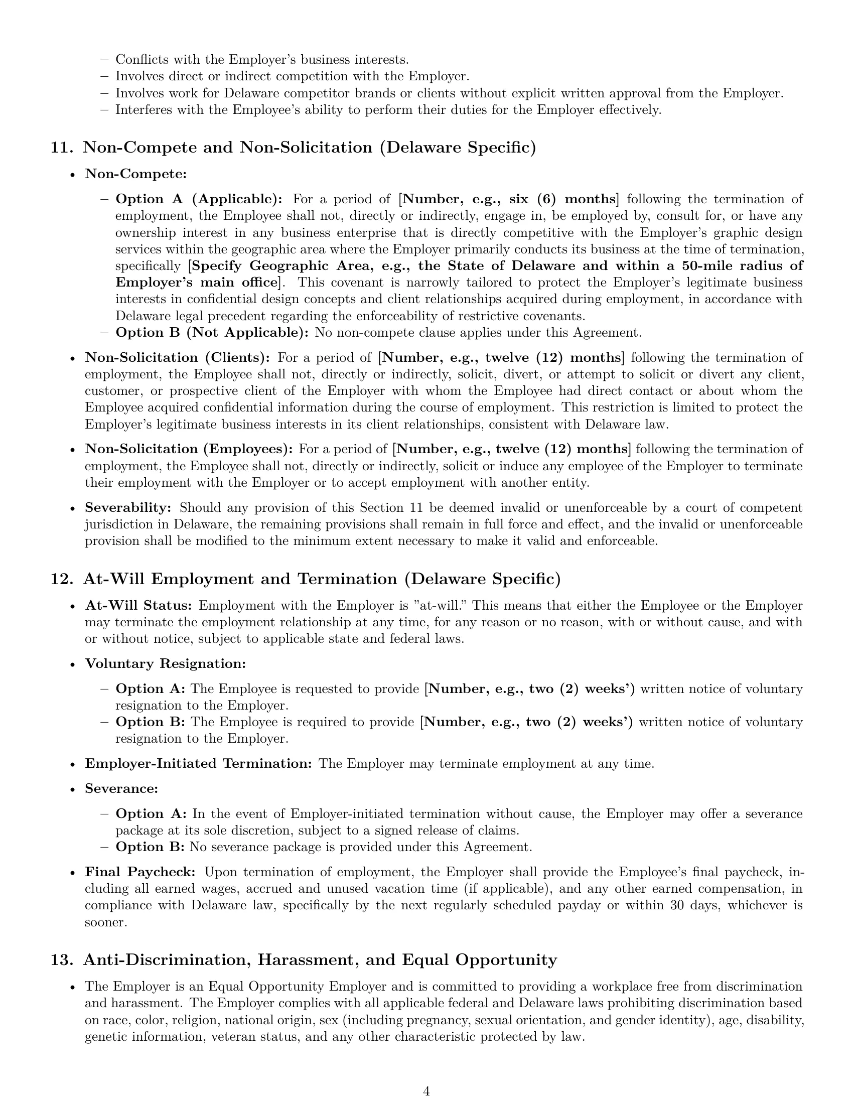 Preview page 4 of Pro Delaware graphic designer employment contract template