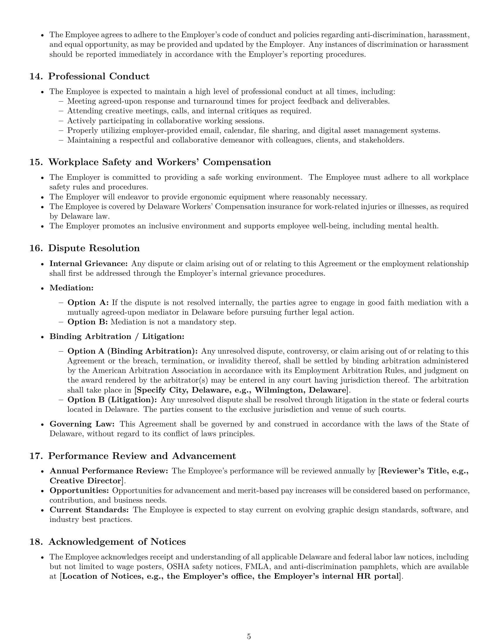Preview page 5 of Pro Delaware graphic designer employment contract template