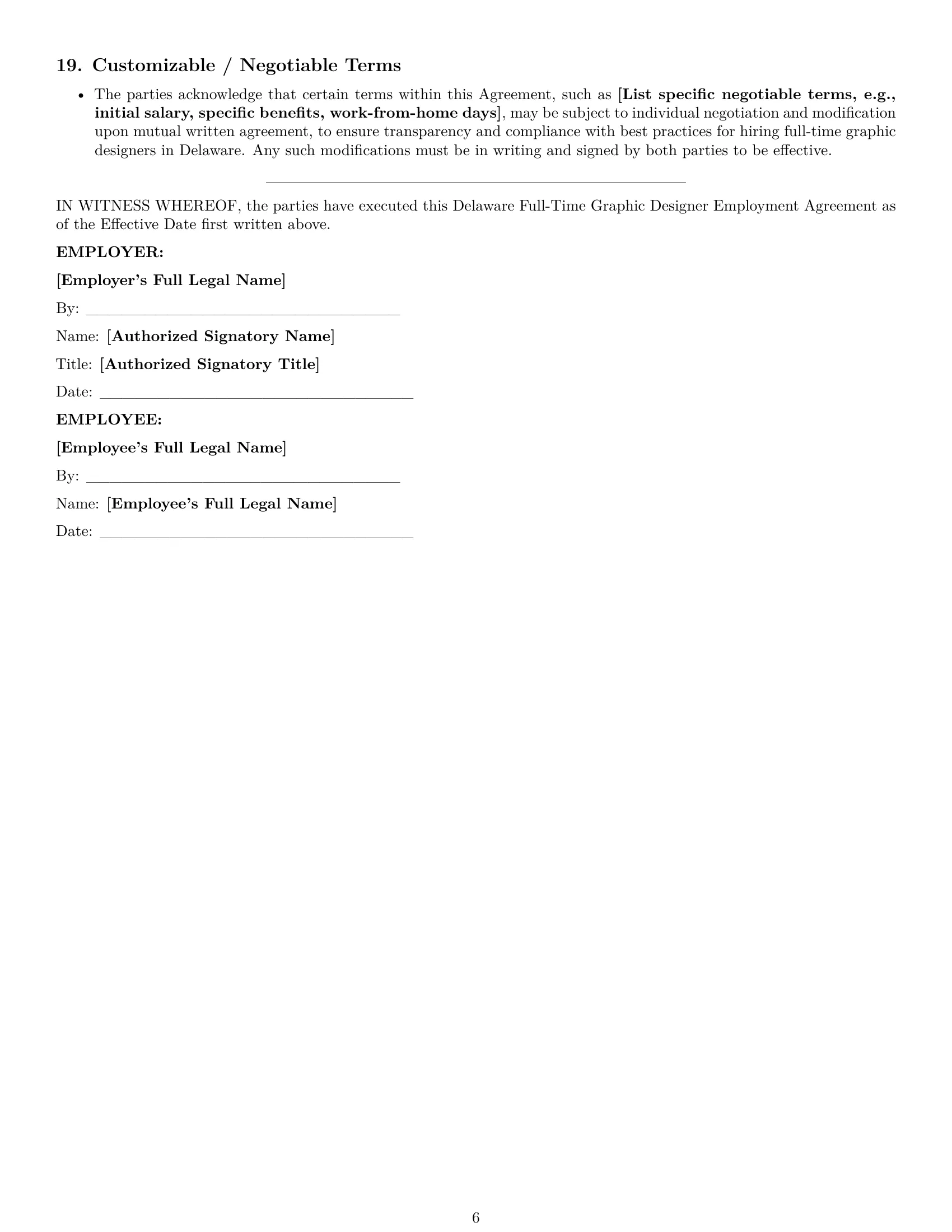 Preview page 6 of Pro Delaware graphic designer employment contract template