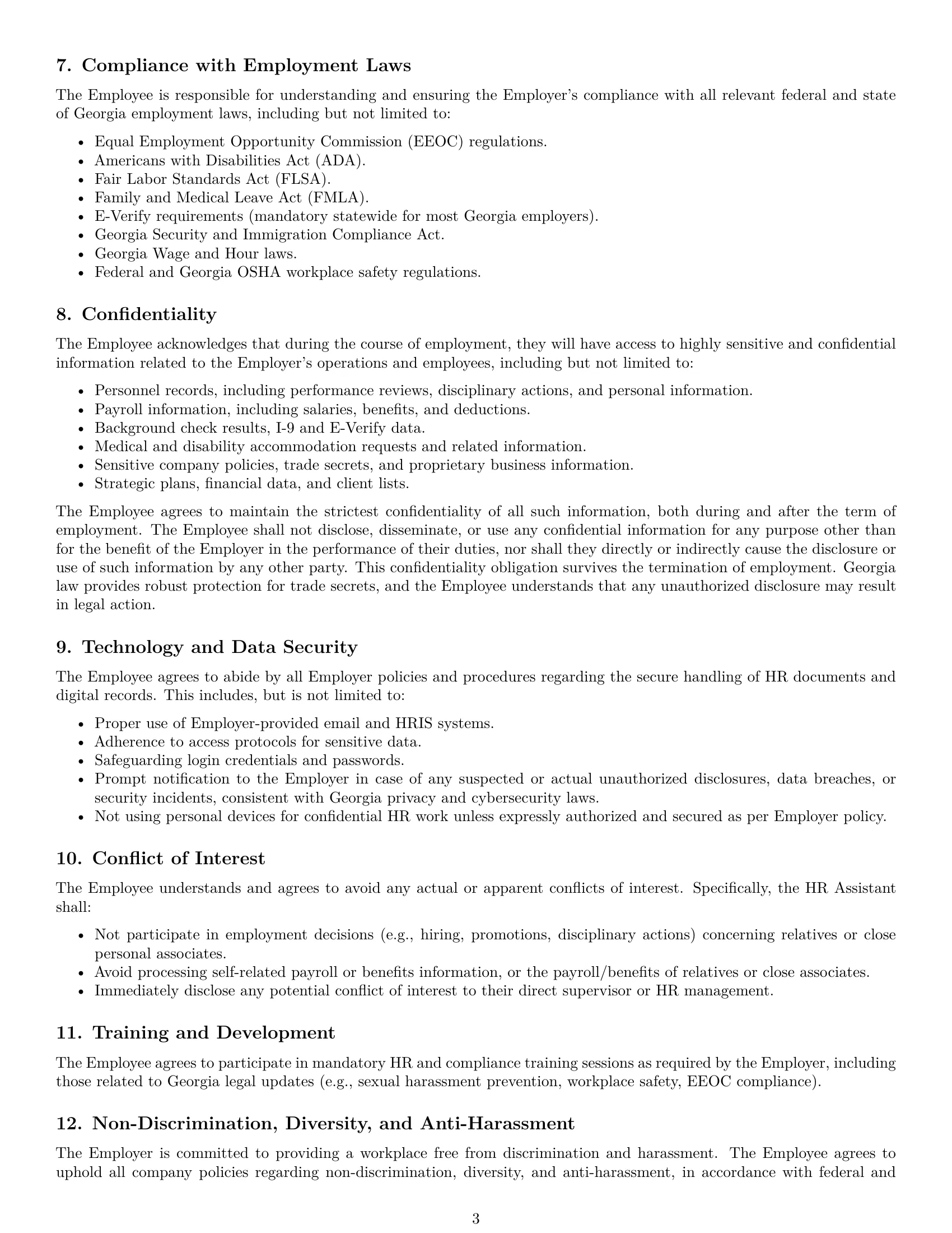 Preview page 3 of Pro Georgia HR assistant employment contract template