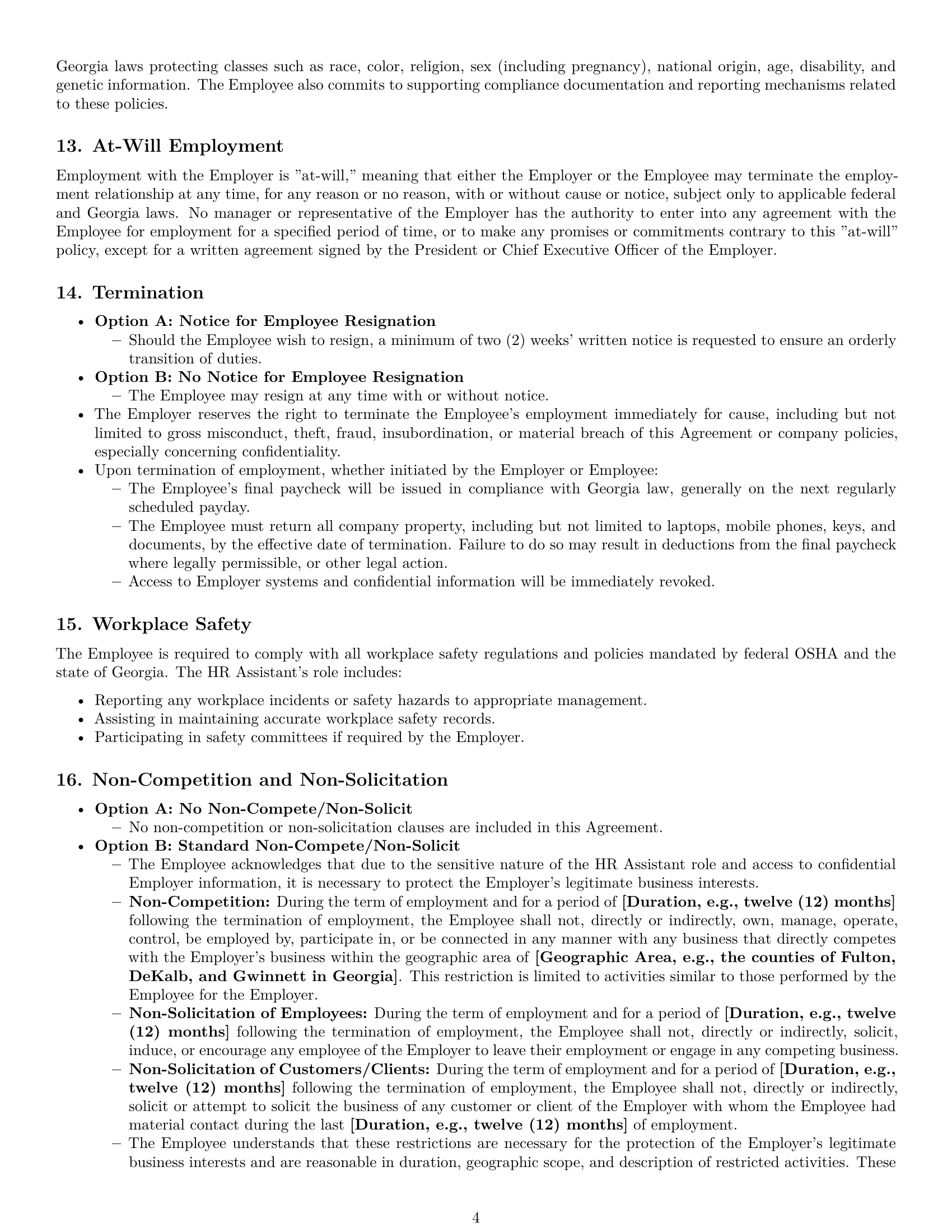 Preview page 4 of Pro Georgia HR assistant employment contract template