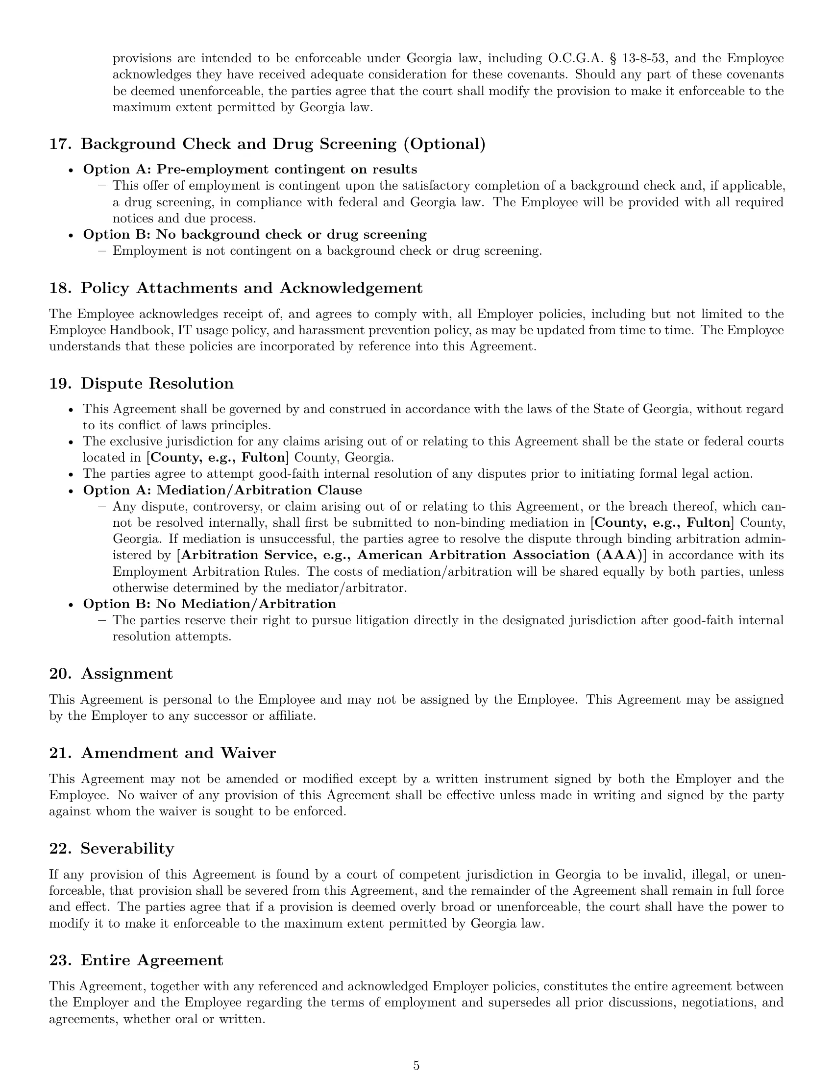 Preview page 5 of Pro Georgia HR assistant employment contract template