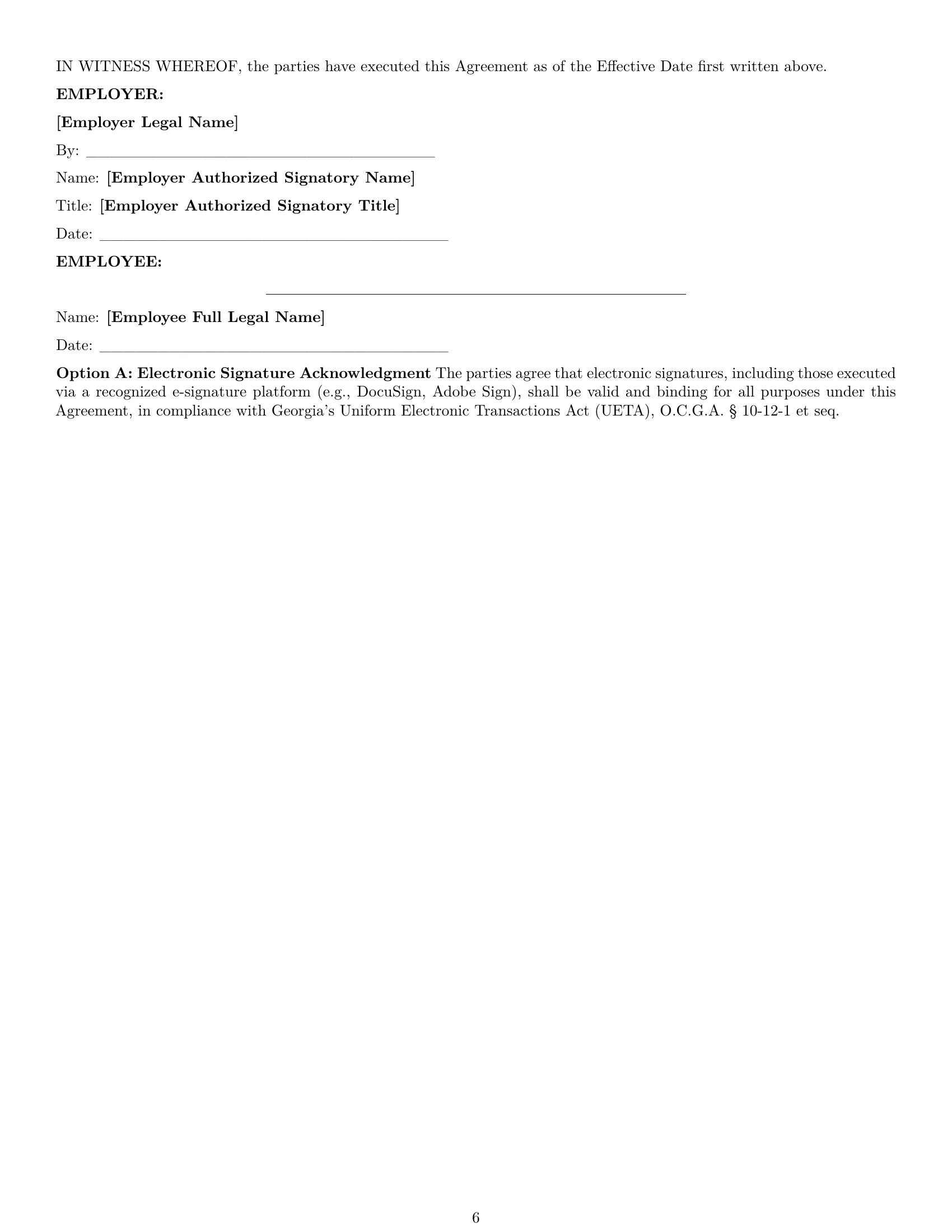 Preview page 6 of Pro Georgia HR assistant employment contract template