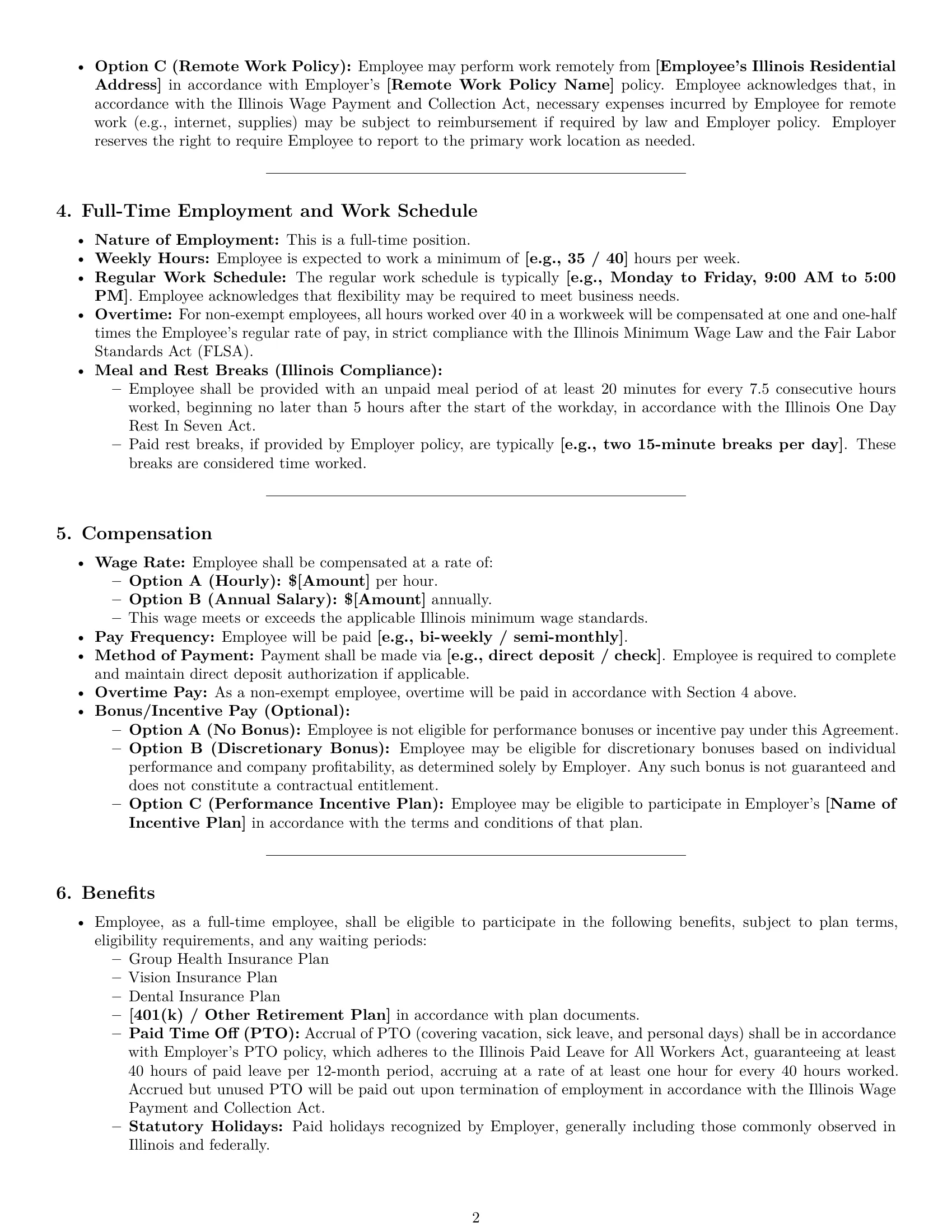 Preview page 2 of Pro Illinois HR assistant employment contract template