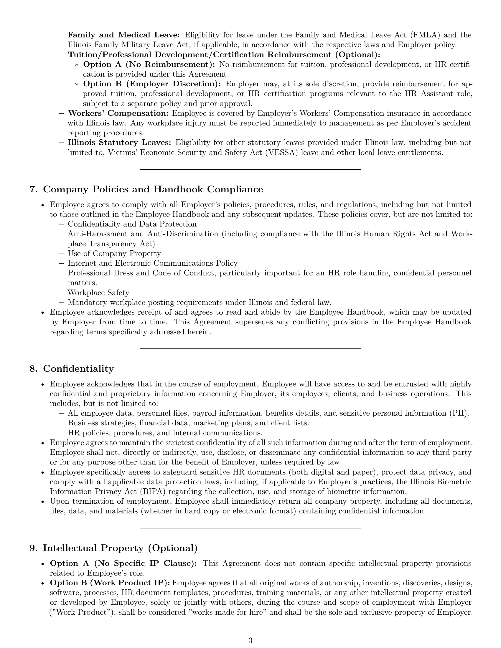 Preview page 3 of Pro Illinois HR assistant employment contract template