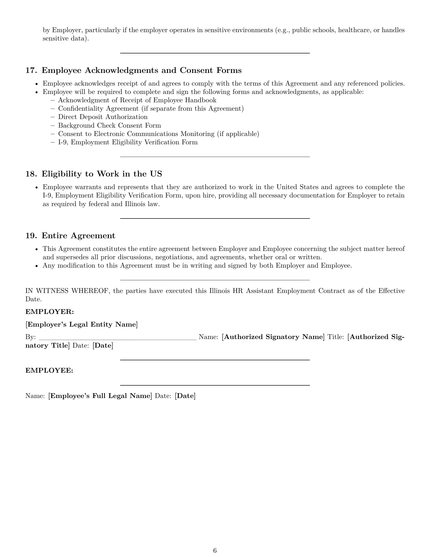 Preview page 6 of Pro Illinois HR assistant employment contract template