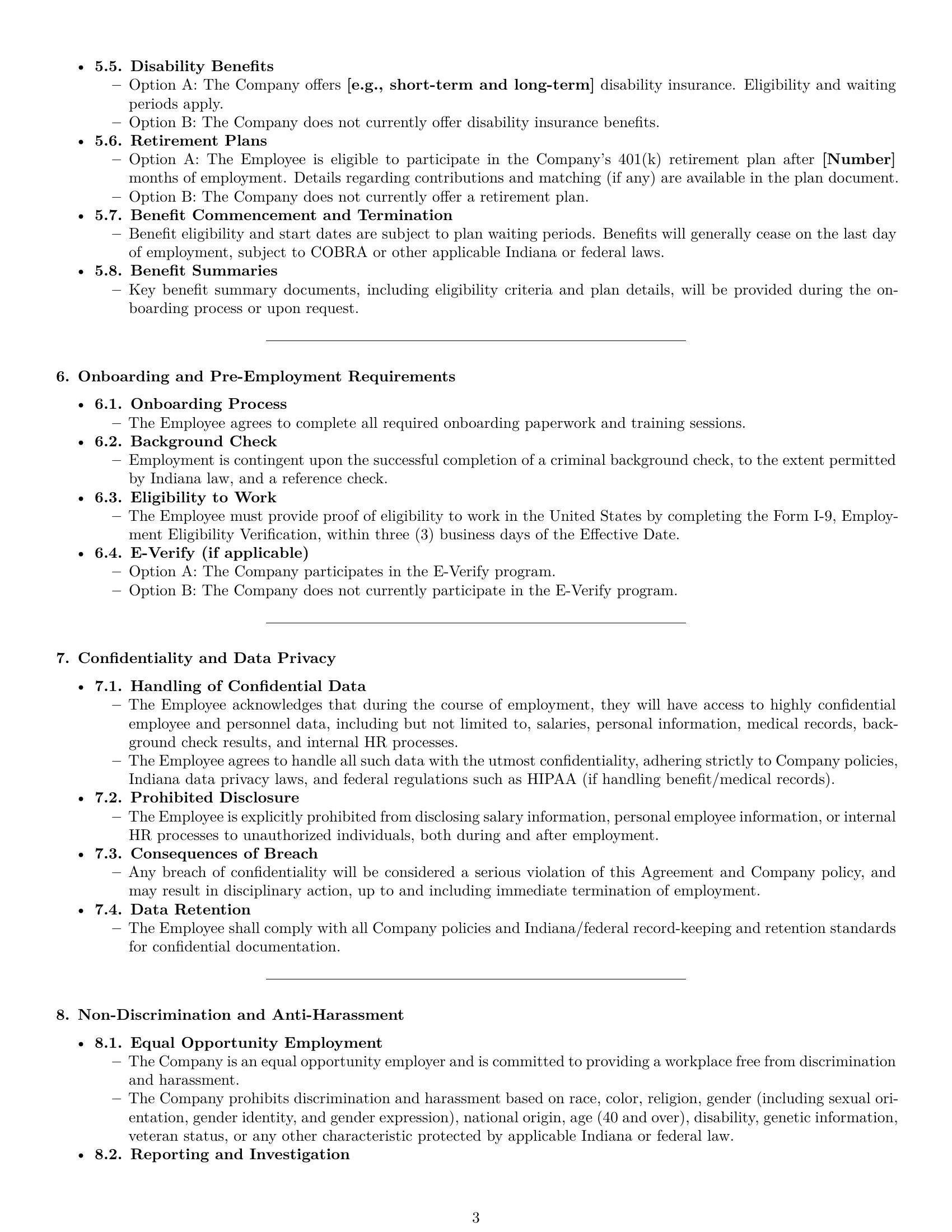 Preview page 3 of Pro Indiana HR assistant employment contract template