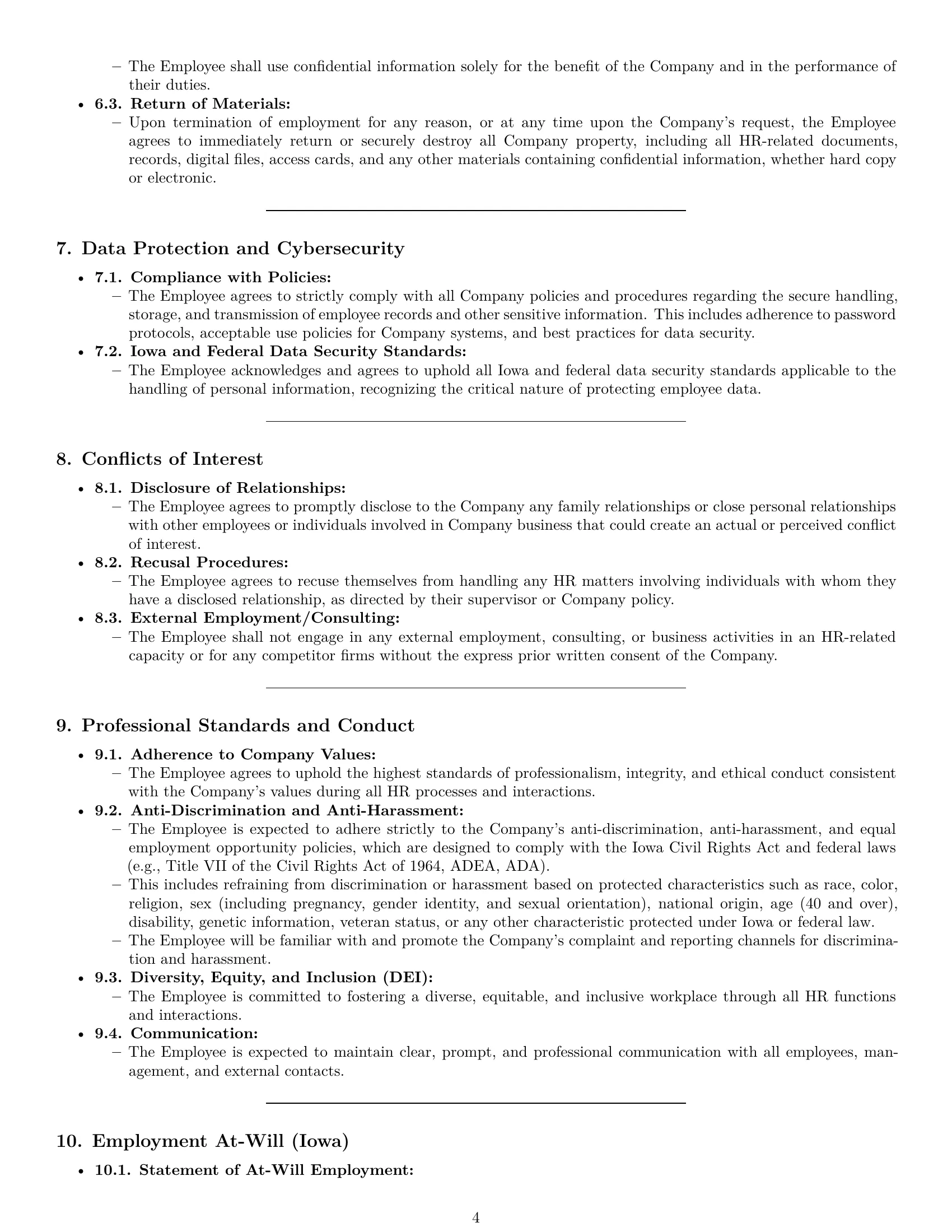 Preview page 4 of Pro Iowa HR assistant employment contract template