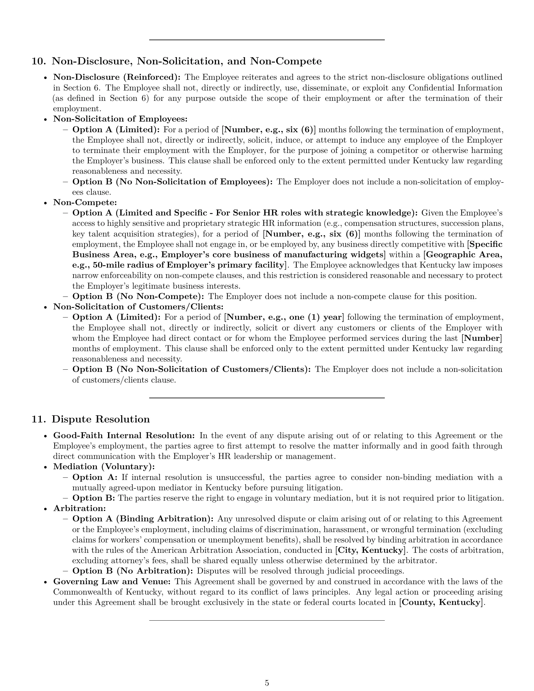 Preview page 5 of Pro Kentucky HR assistant employment contract template