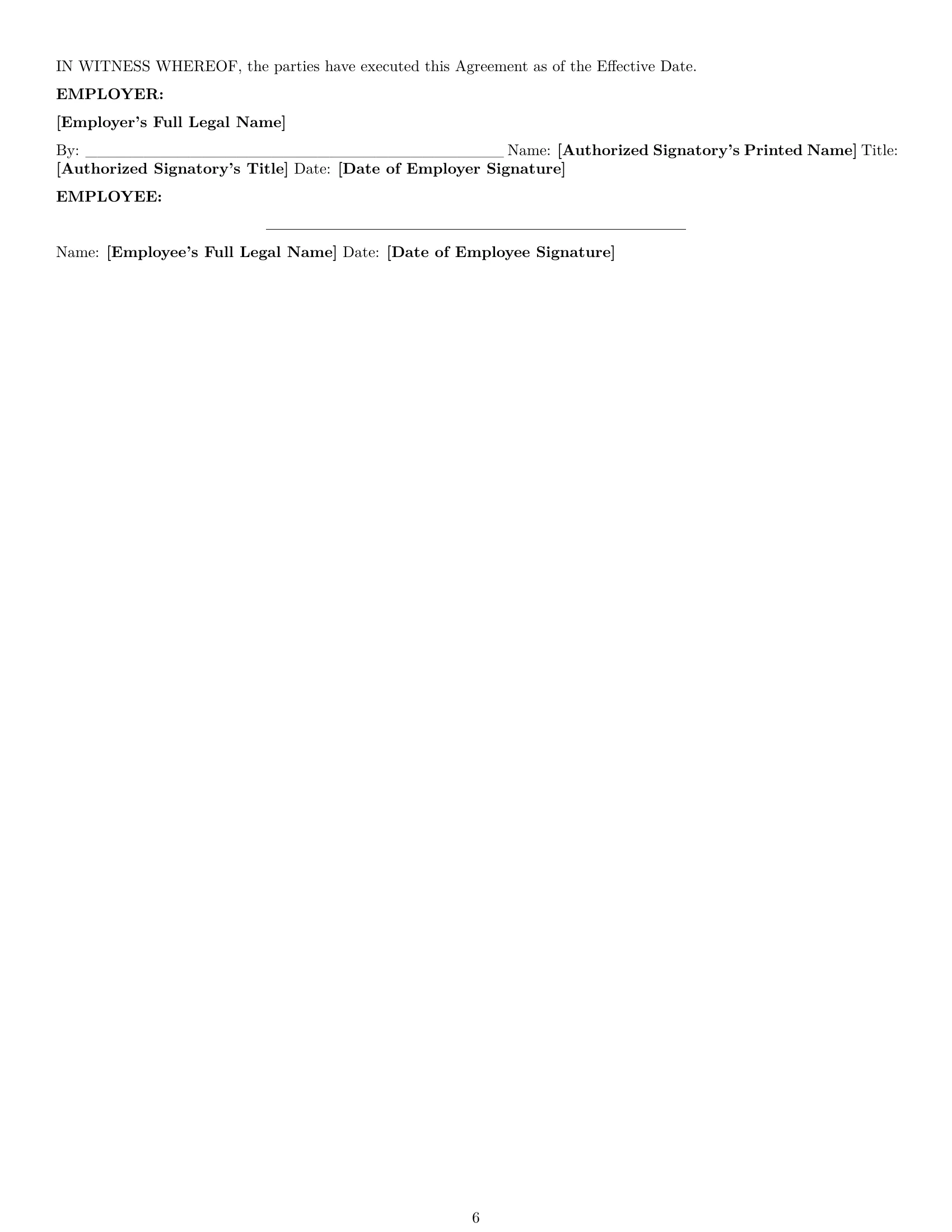 Preview page 6 of Pro Louisiana HR assistant employment contract template