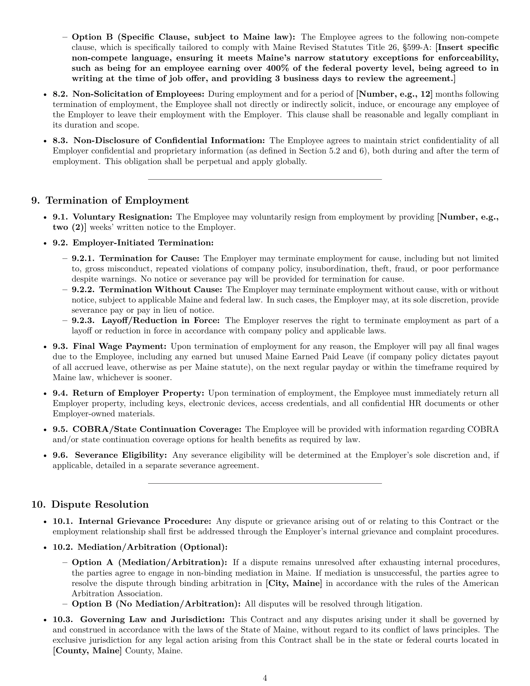 Preview page 4 of Pro Maine HR assistant employment contract template