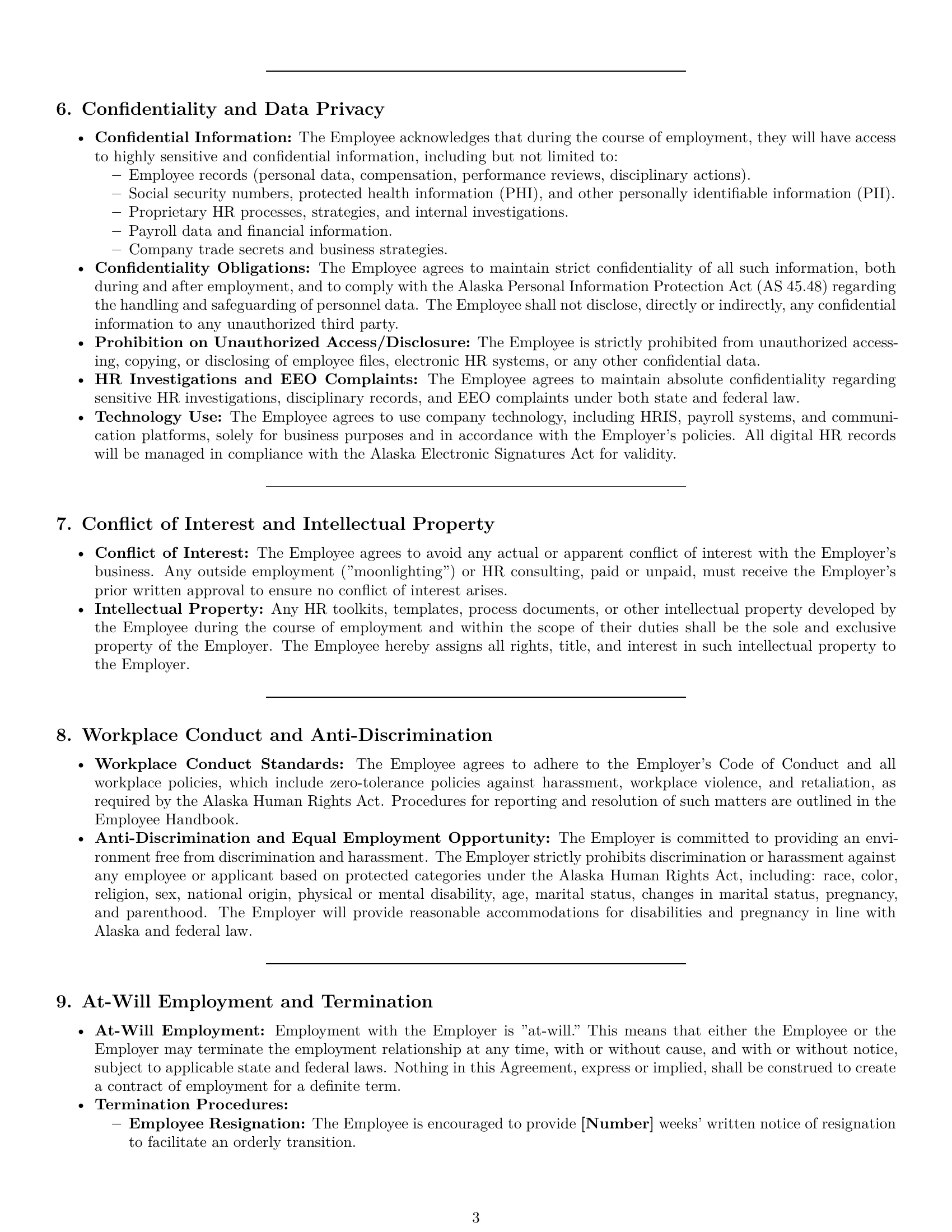 Preview page 3 of Pro Alaska HR assistant employment contract template