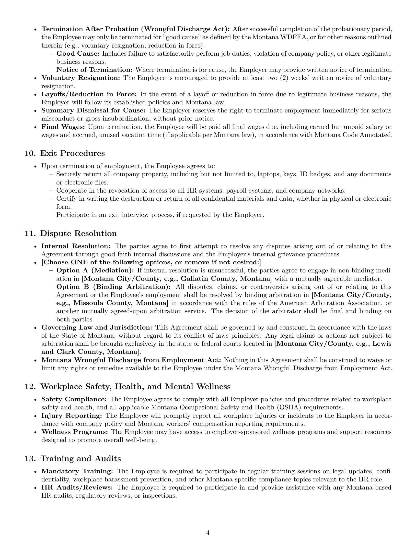 Preview page 4 of Pro Montana HR assistant employment contract template