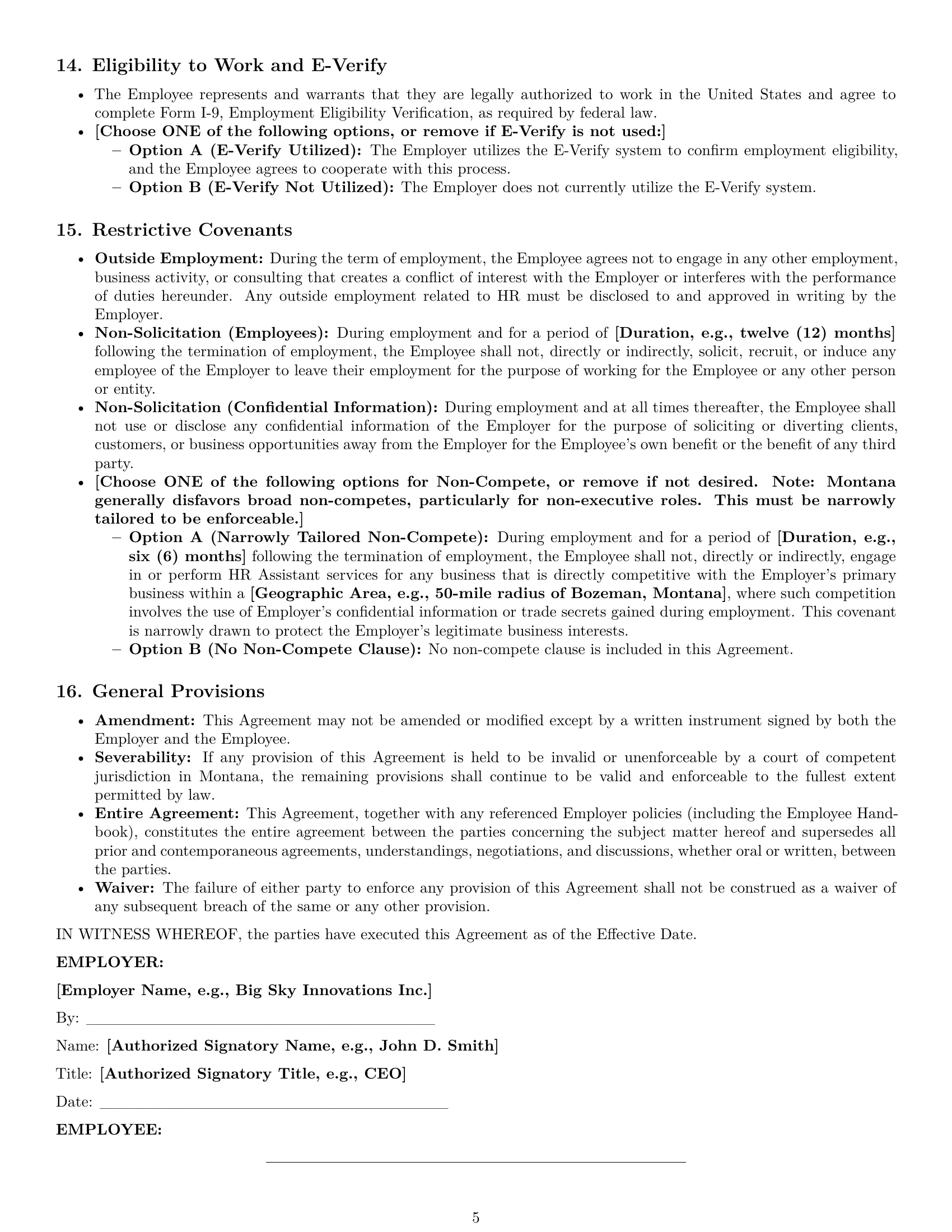 Preview page 5 of Pro Montana HR assistant employment contract template