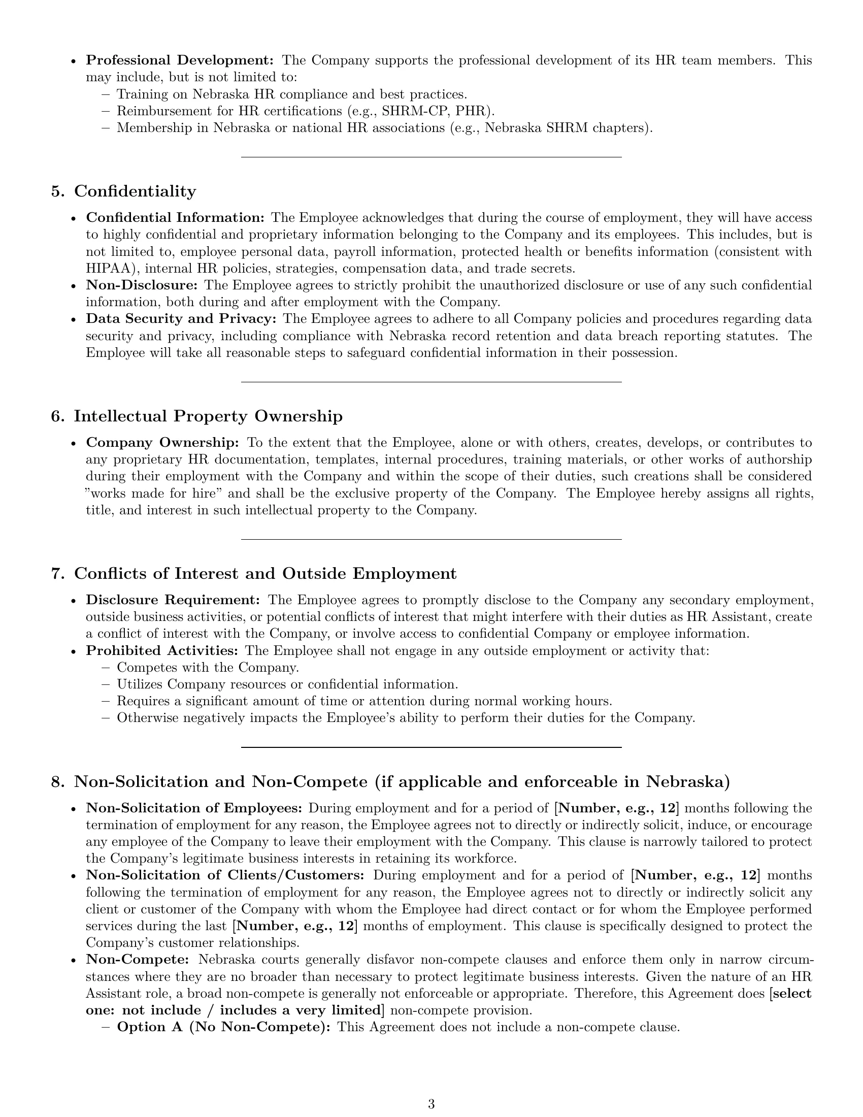 Preview page 3 of Pro Nebraska HR assistant employment contract template