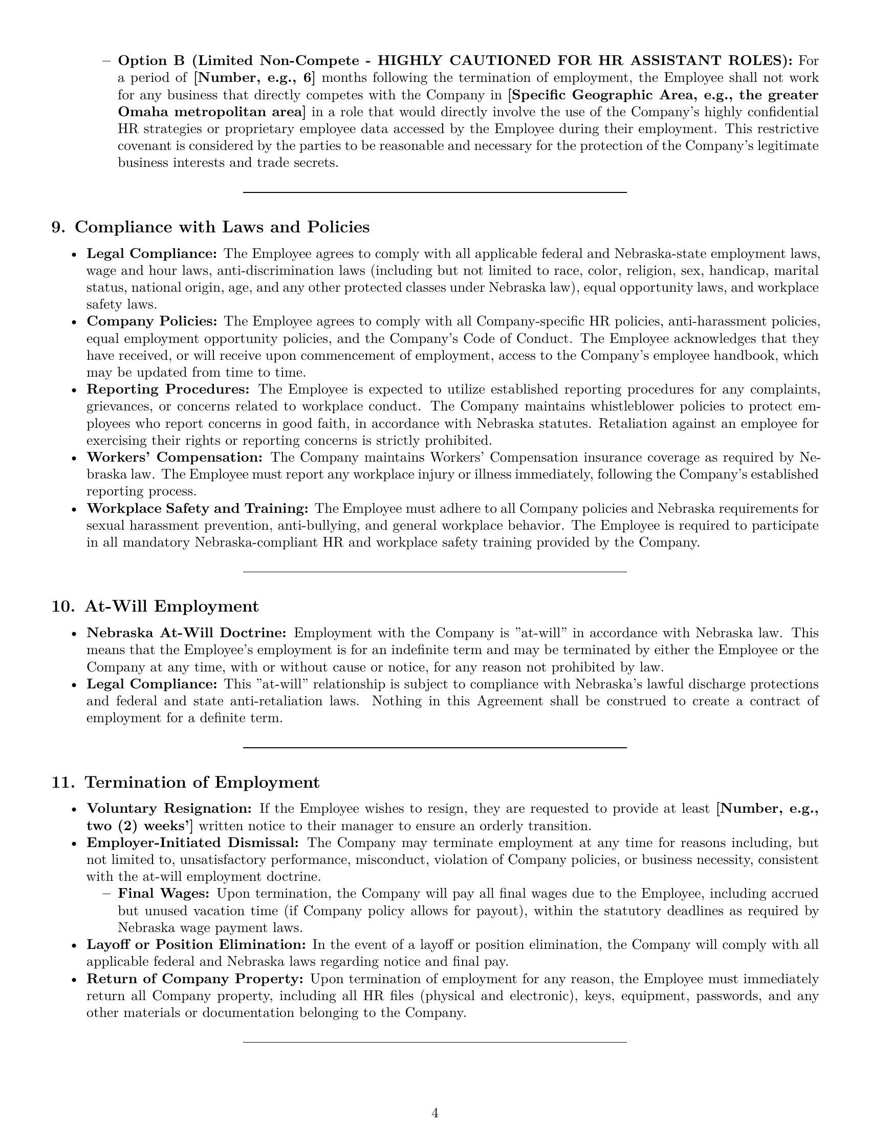 Preview page 4 of Pro Nebraska HR assistant employment contract template