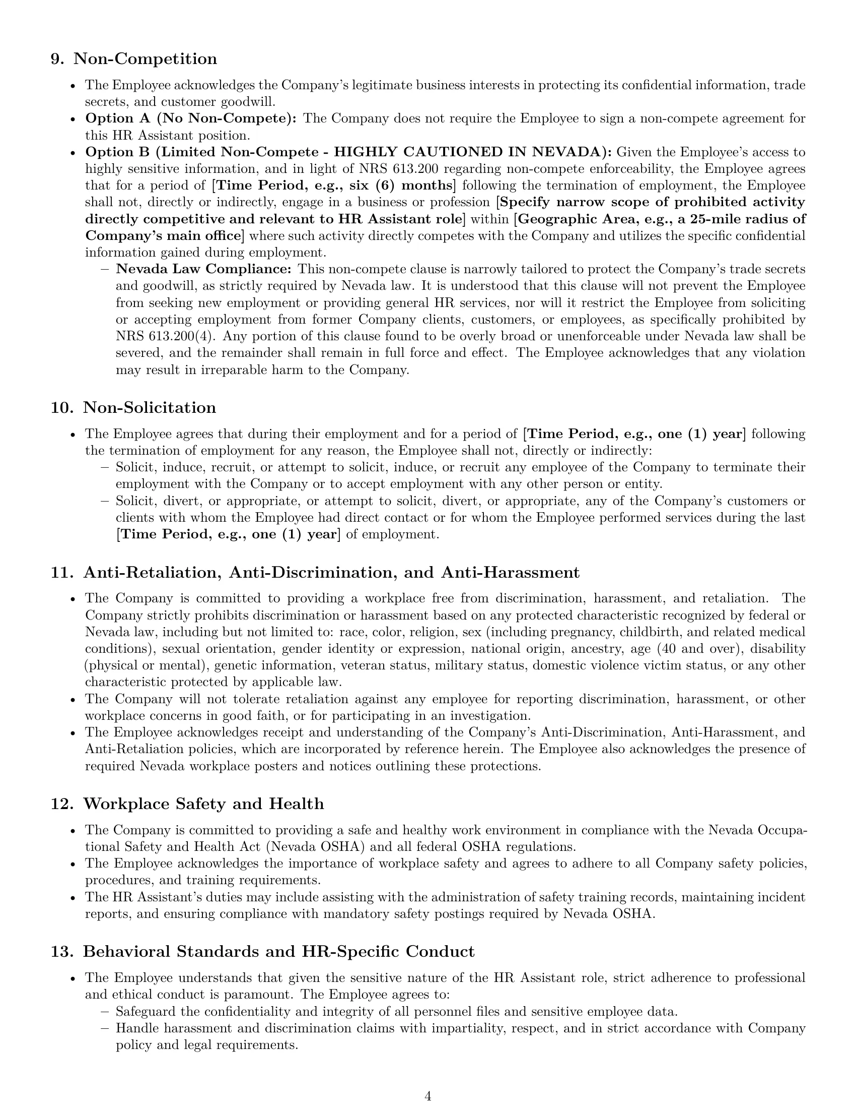 Preview page 4 of Pro Nevada HR assistant employment contract template