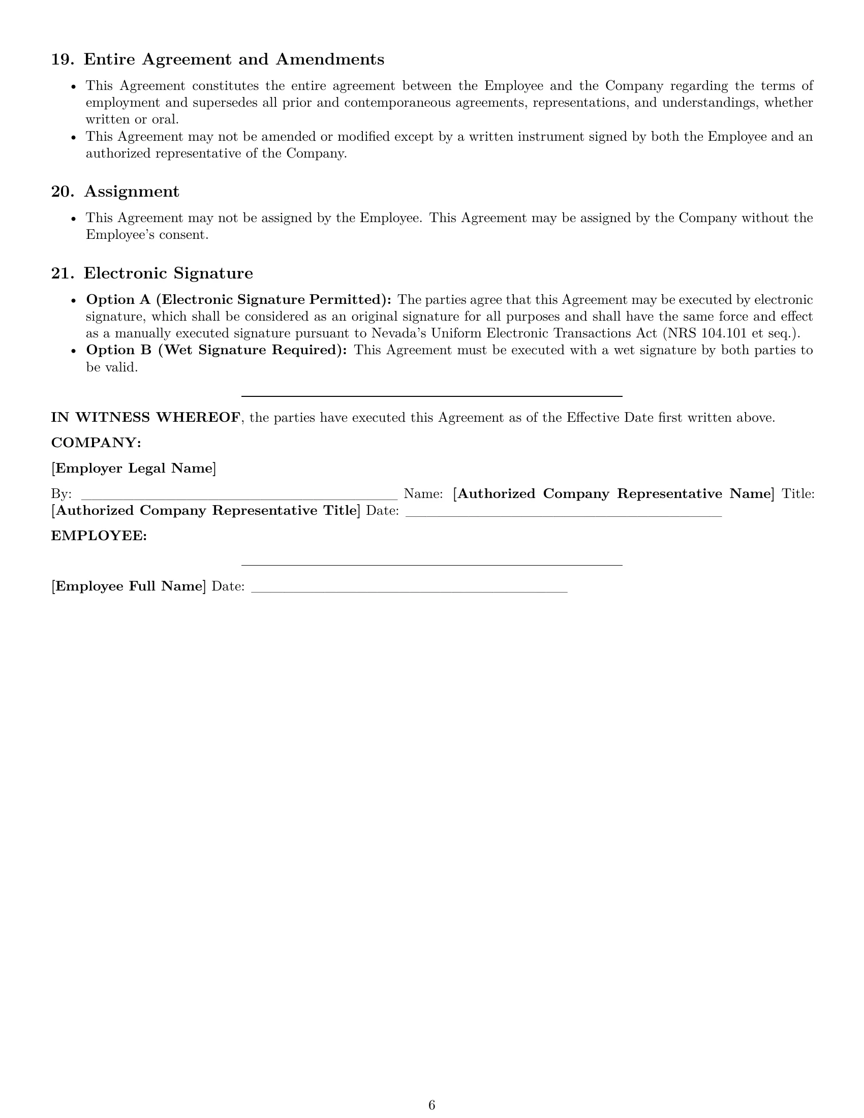 Preview page 6 of Pro Nevada HR assistant employment contract template