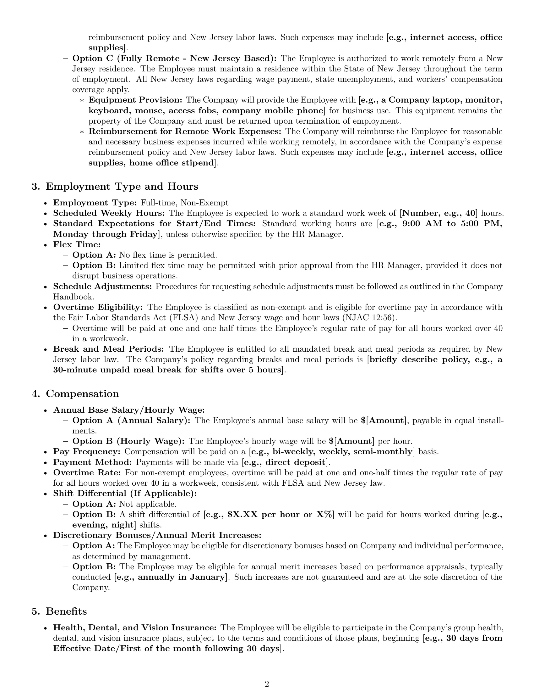 Preview page 2 of Pro New Jersey HR assistant employment contract template