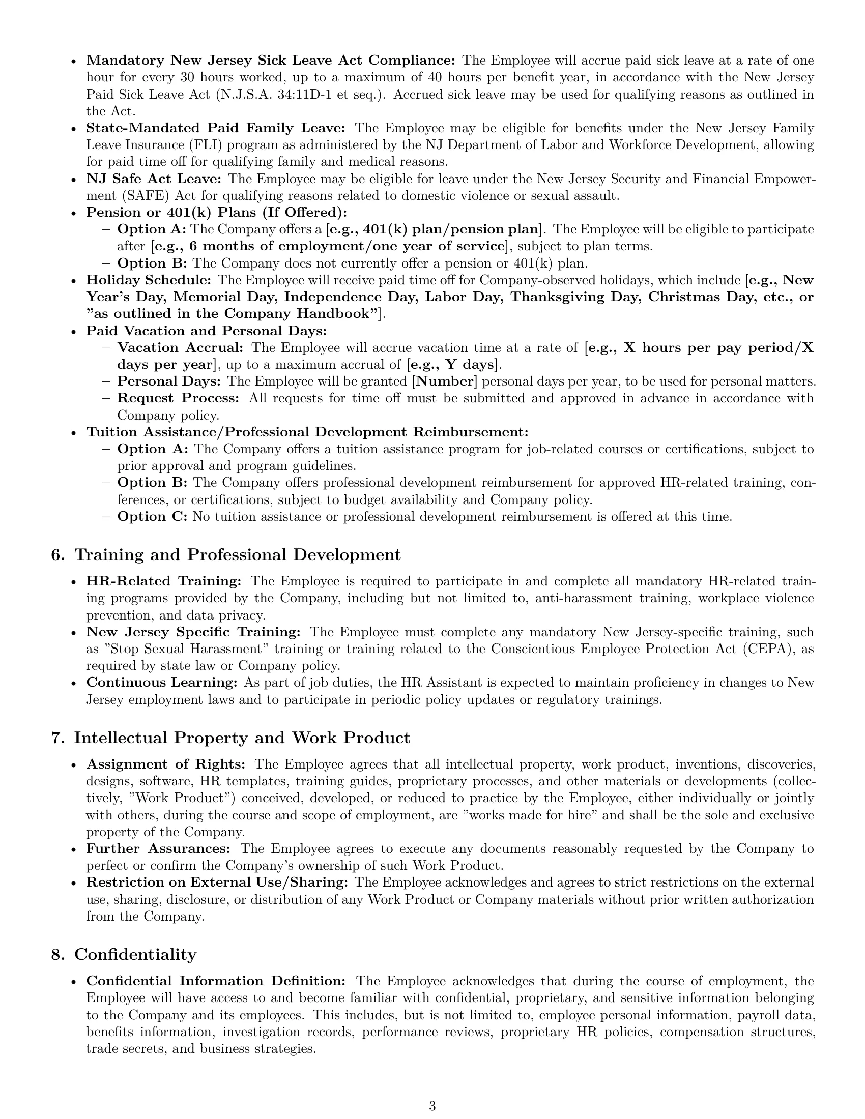Preview page 3 of Pro New Jersey HR assistant employment contract template