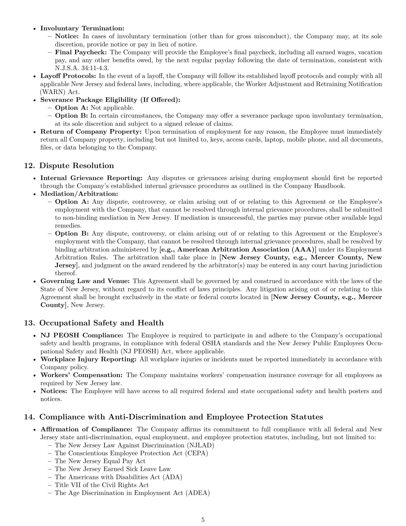 Preview page 5 of Pro New Jersey HR assistant employment contract template