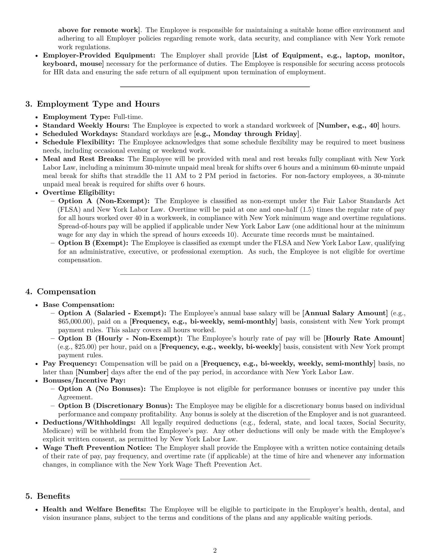 Preview page 2 of Pro New York HR assistant employment contract template