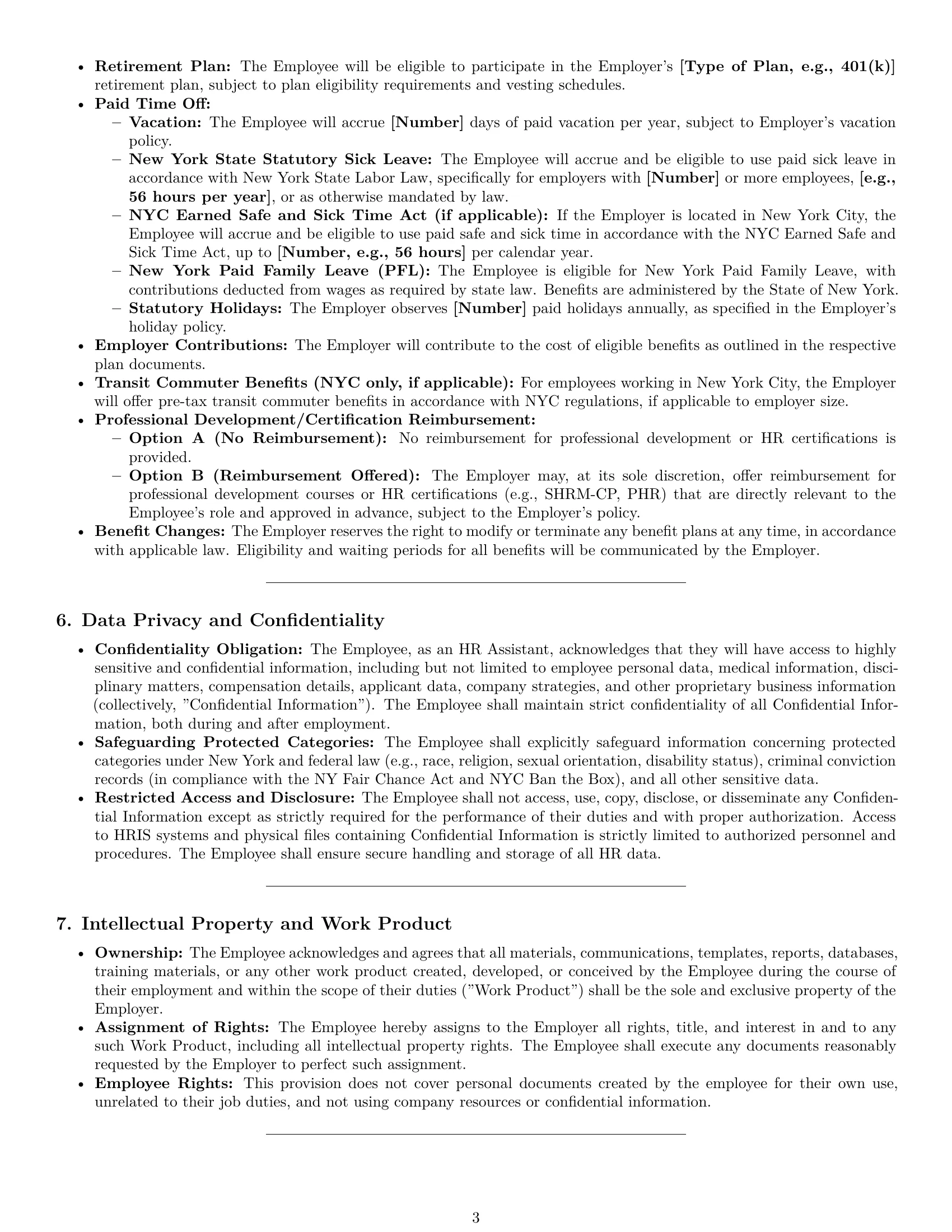 Preview page 3 of Pro New York HR assistant employment contract template