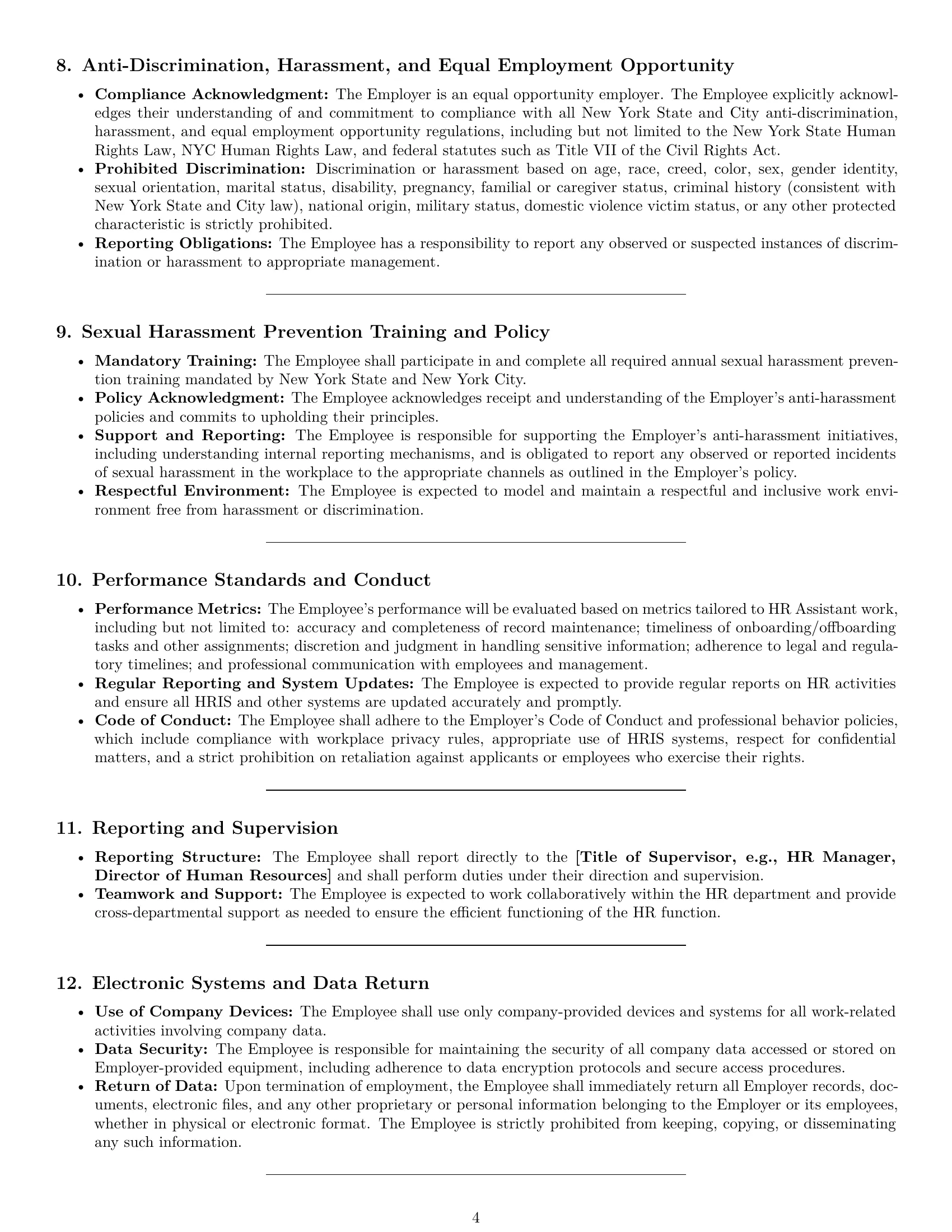 Preview page 4 of Pro New York HR assistant employment contract template