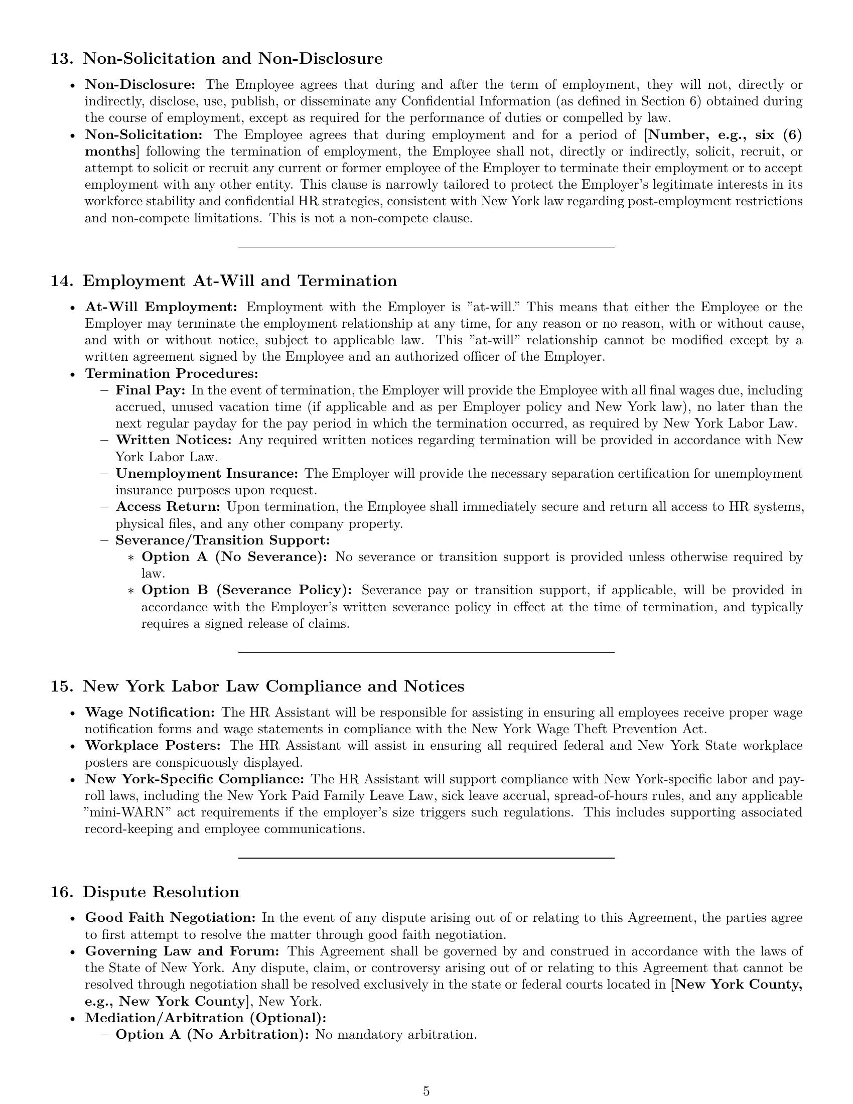 Preview page 5 of Pro New York HR assistant employment contract template