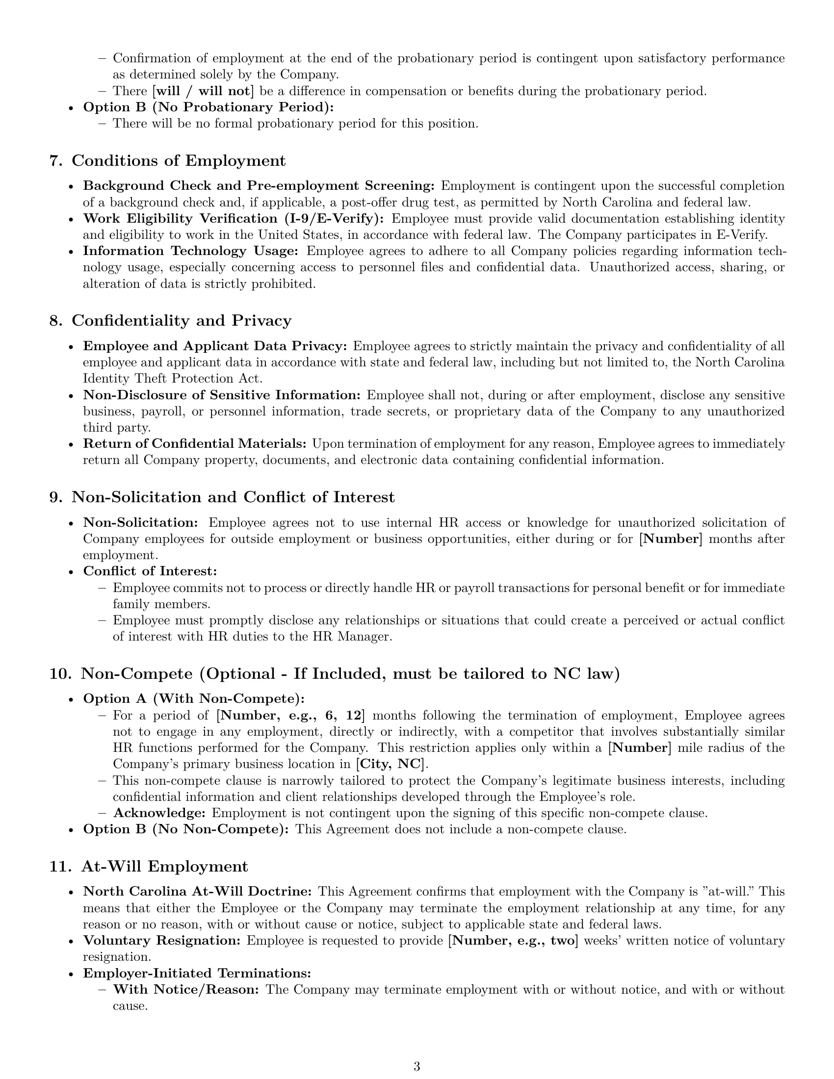 Preview page 3 of Pro North Carolina HR assistant employment contract template