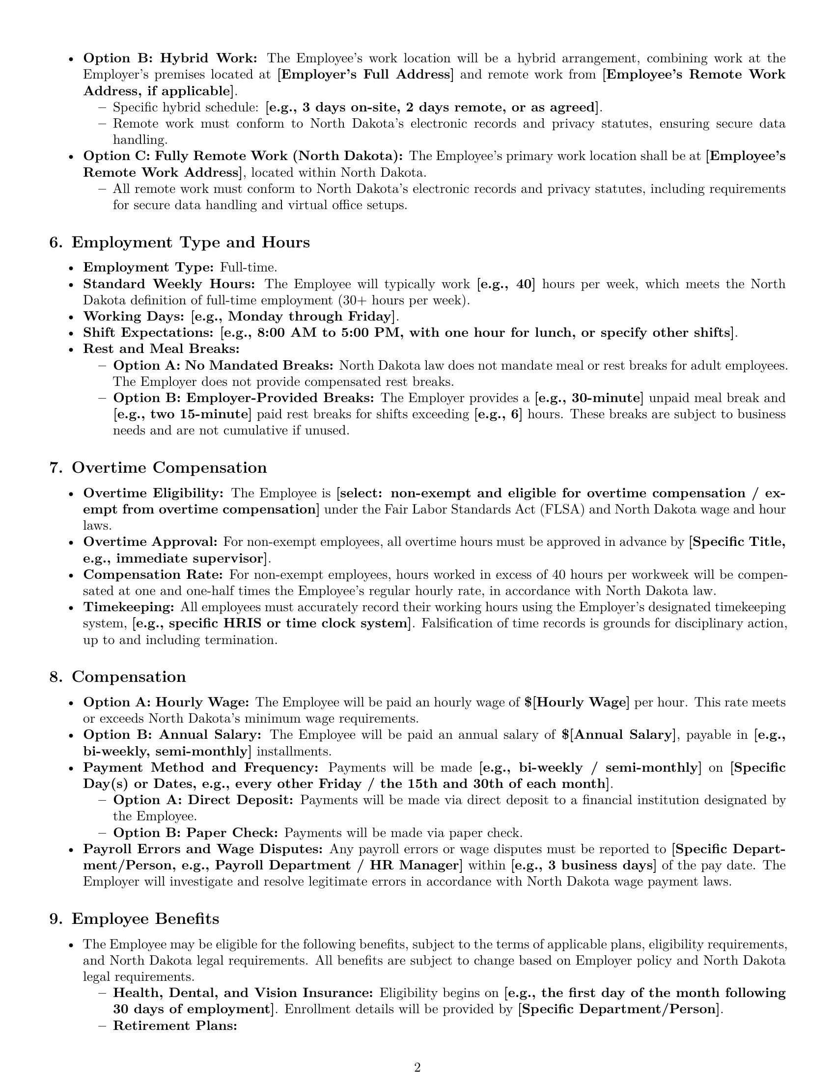 Preview page 2 of Pro North Dakota HR assistant employment contract template