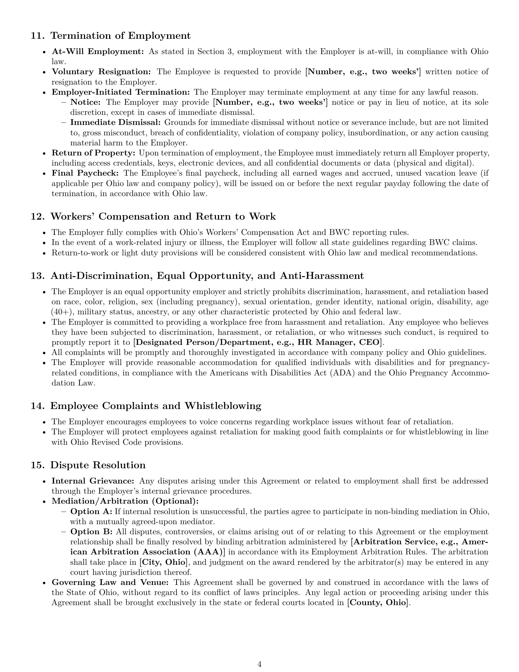Preview page 4 of Pro Ohio HR assistant employment contract template