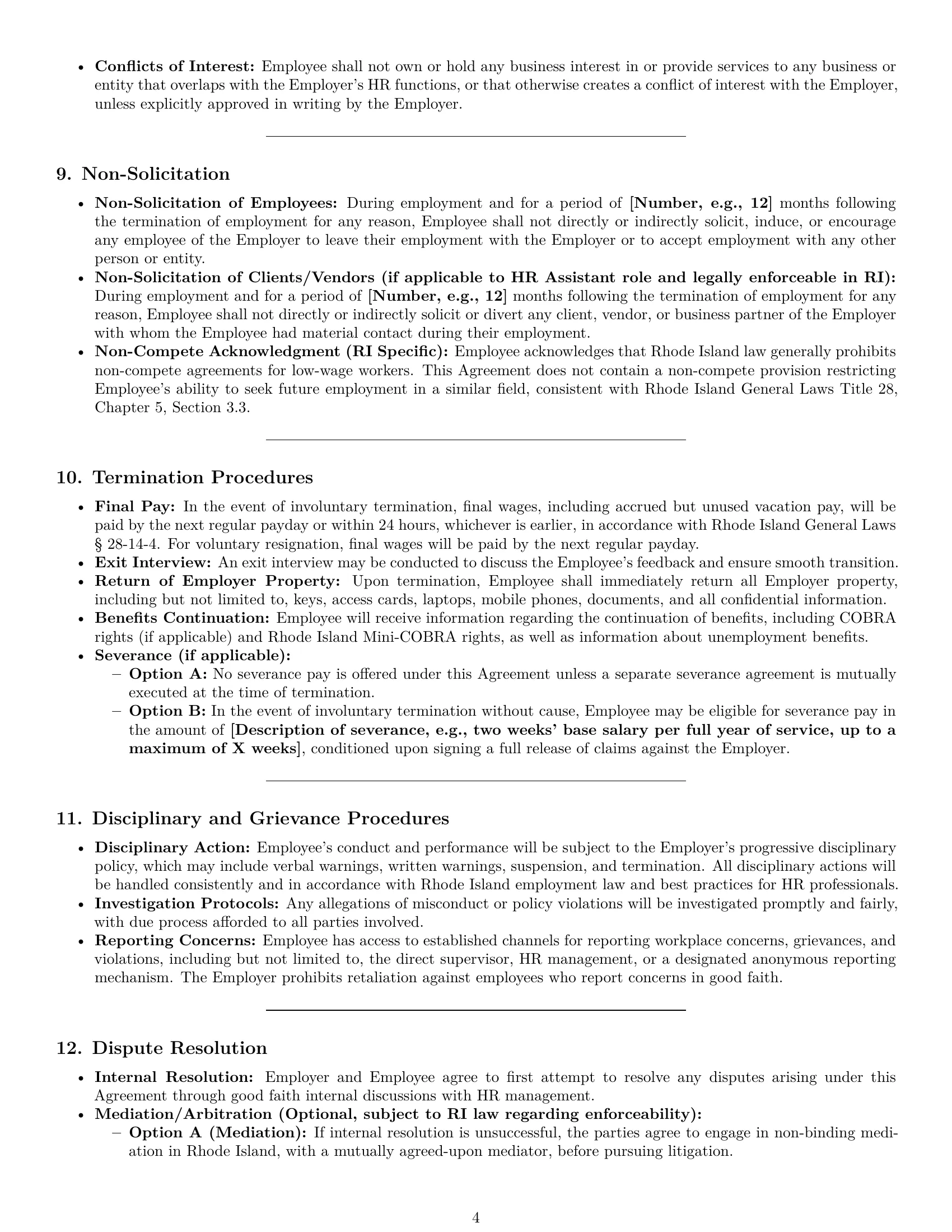 Preview page 4 of Pro Rhode Island HR assistant employment contract template